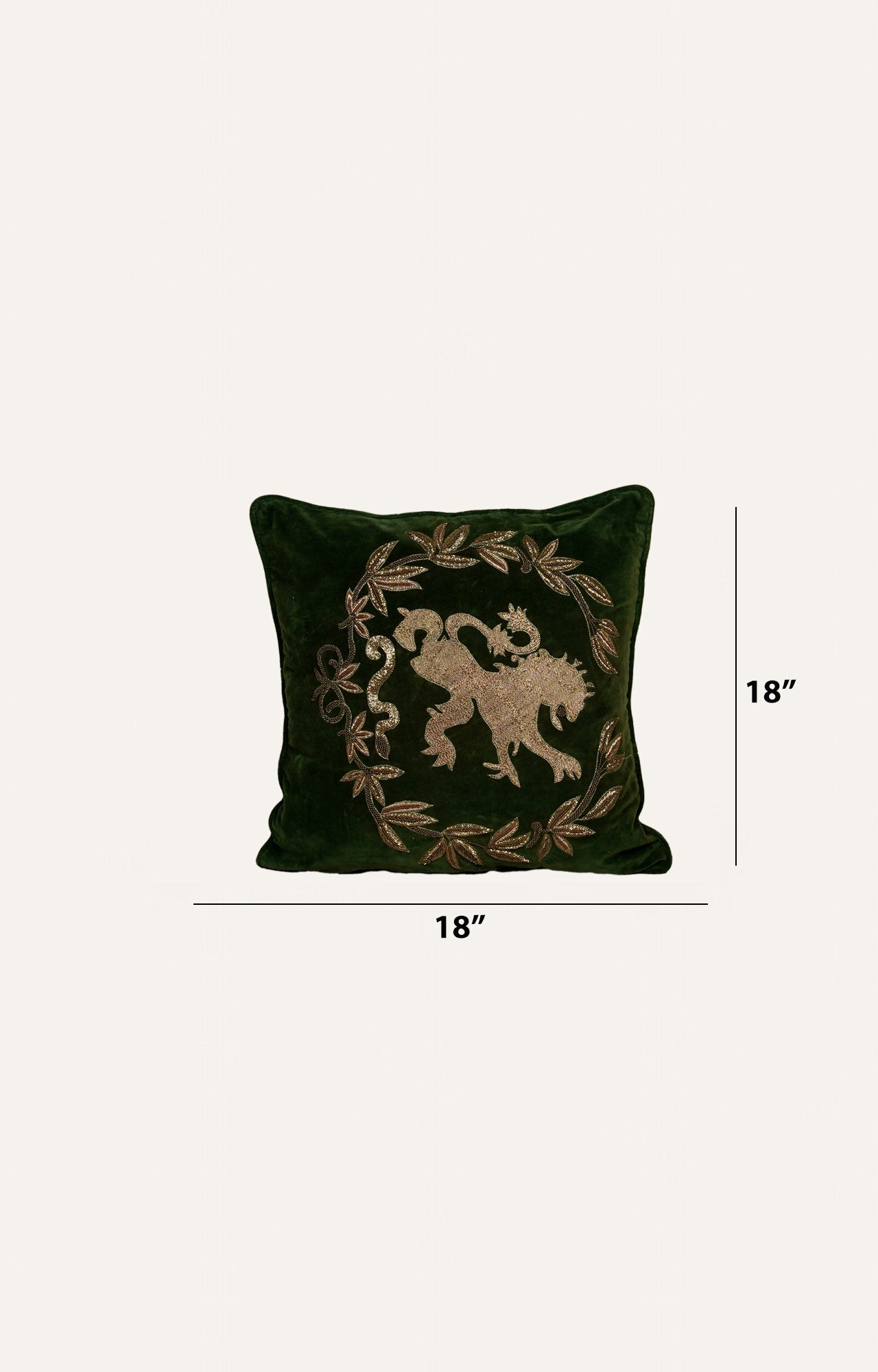 Embroidered Velvet Cushion with Mythical Motif