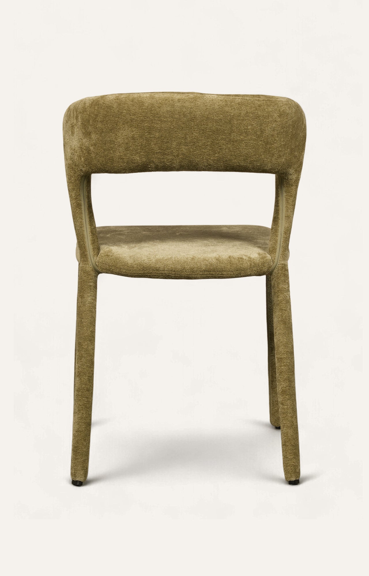 Olive Green Upholstered Dining Chair with Open Back