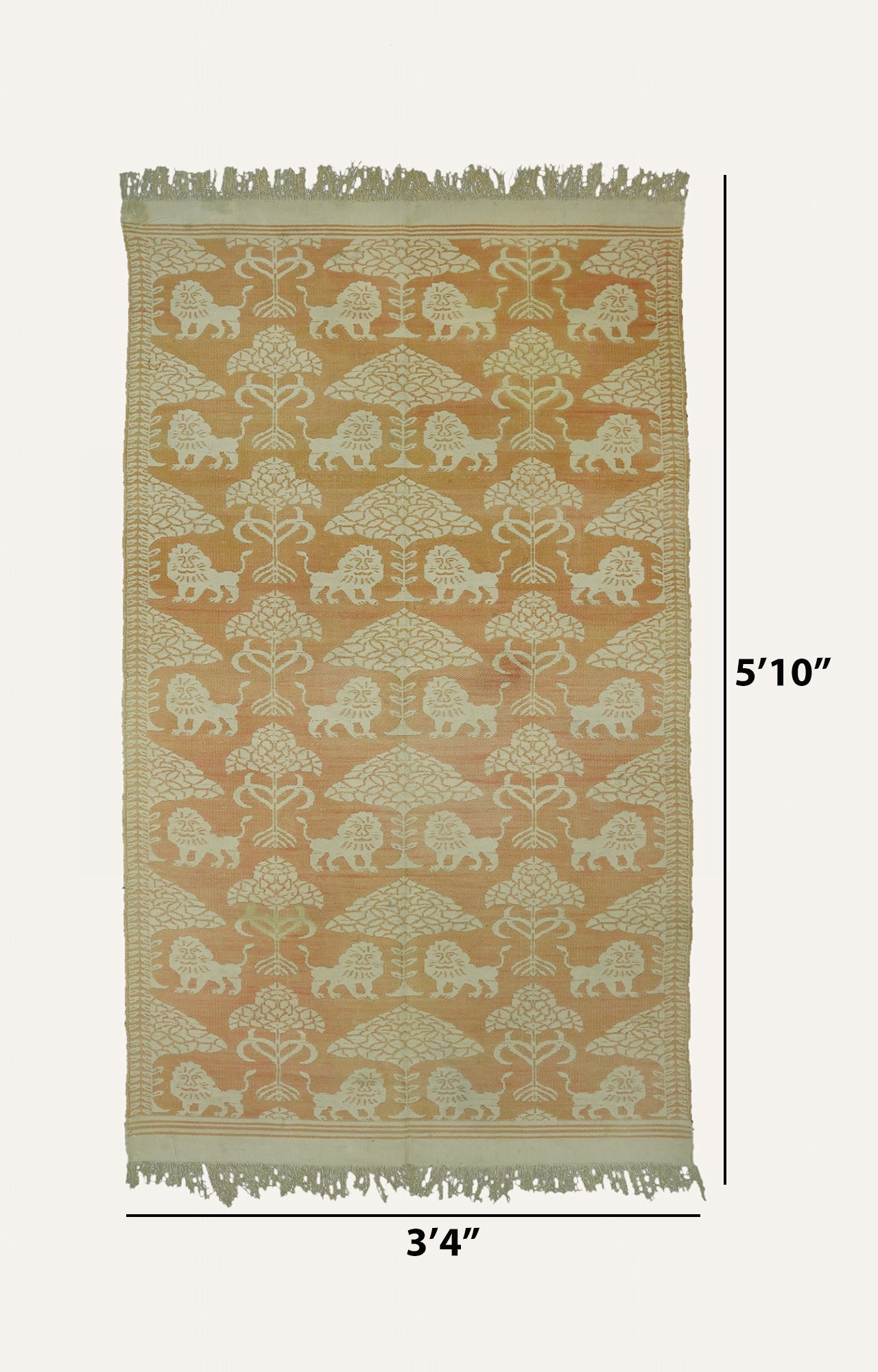 Handwoven Cotton Rug with Animal Motifs