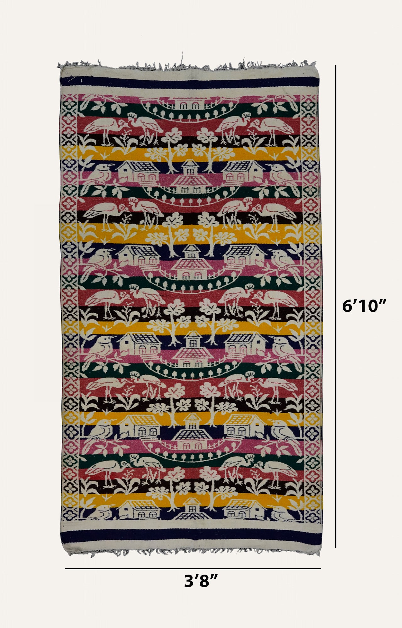 Handwoven Cotton Rug with Vibrant Patterns
