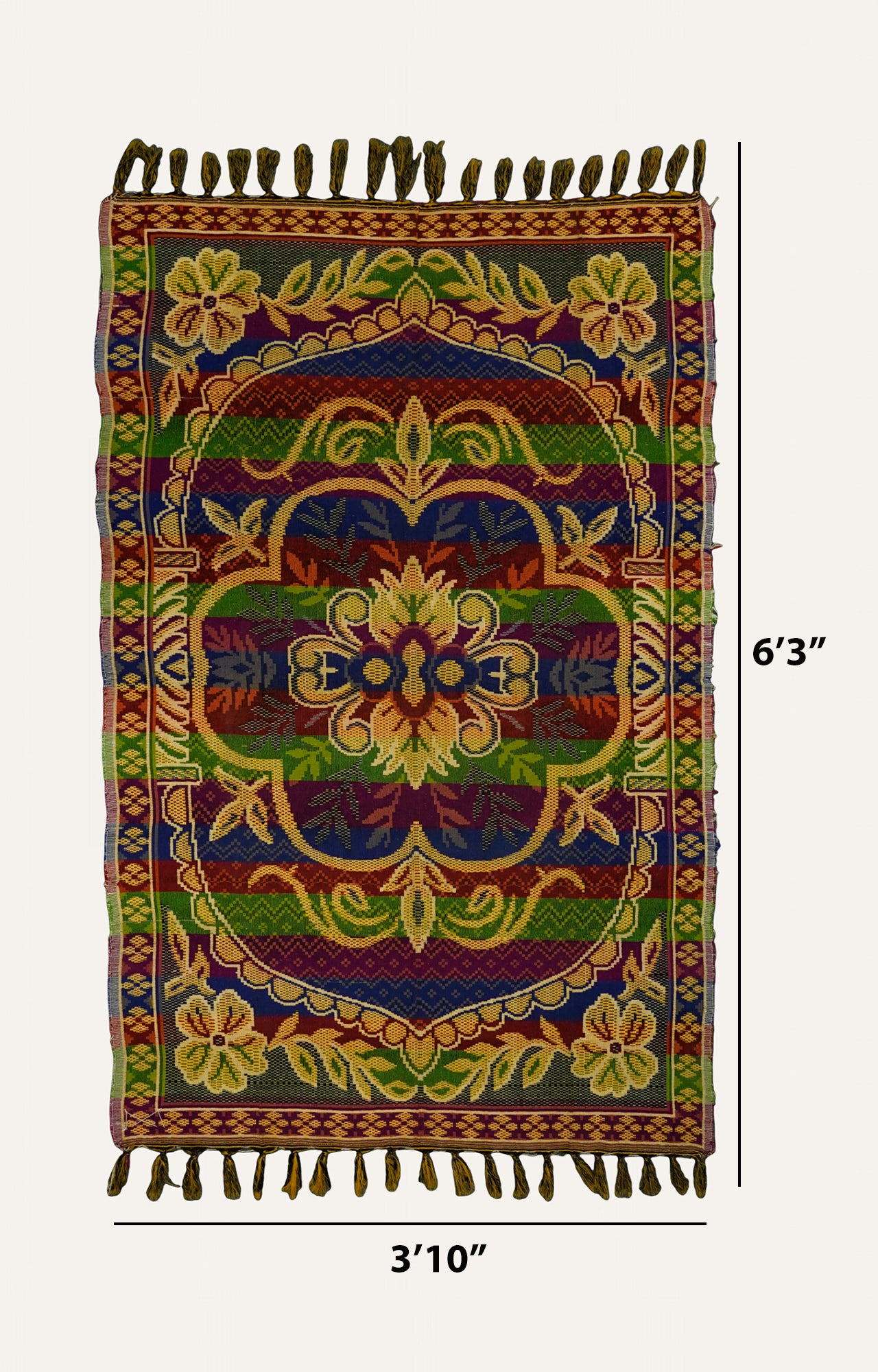 Handwoven Cotton Rug with Bold Floral Patterns