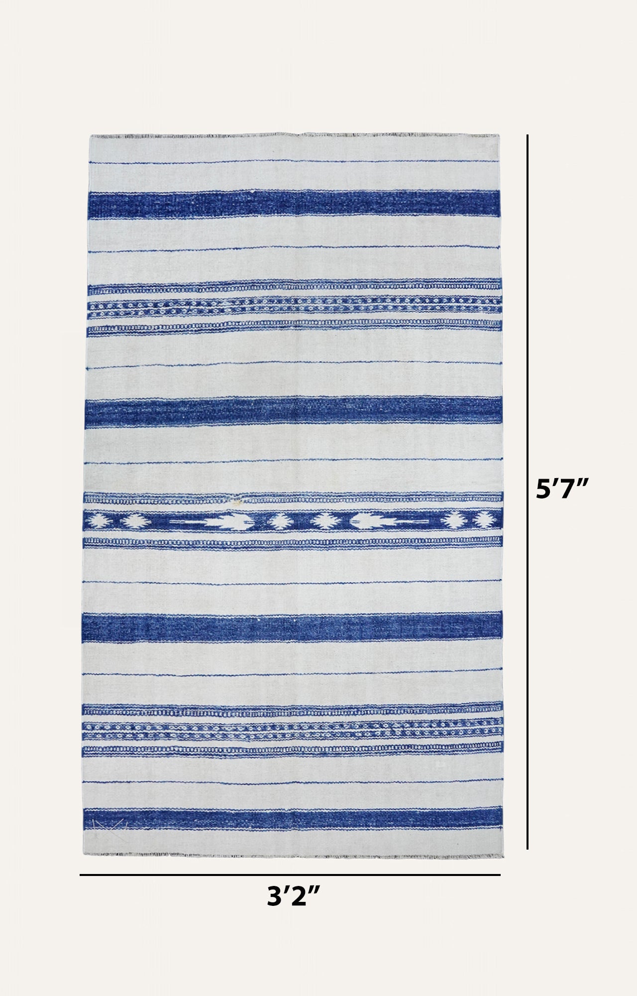 Blue Stripes Handwoven Cotton Rug