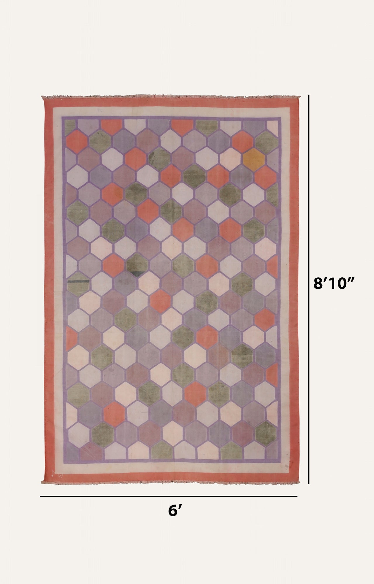 Hexagon Multicolor Handwoven Cotton Rug