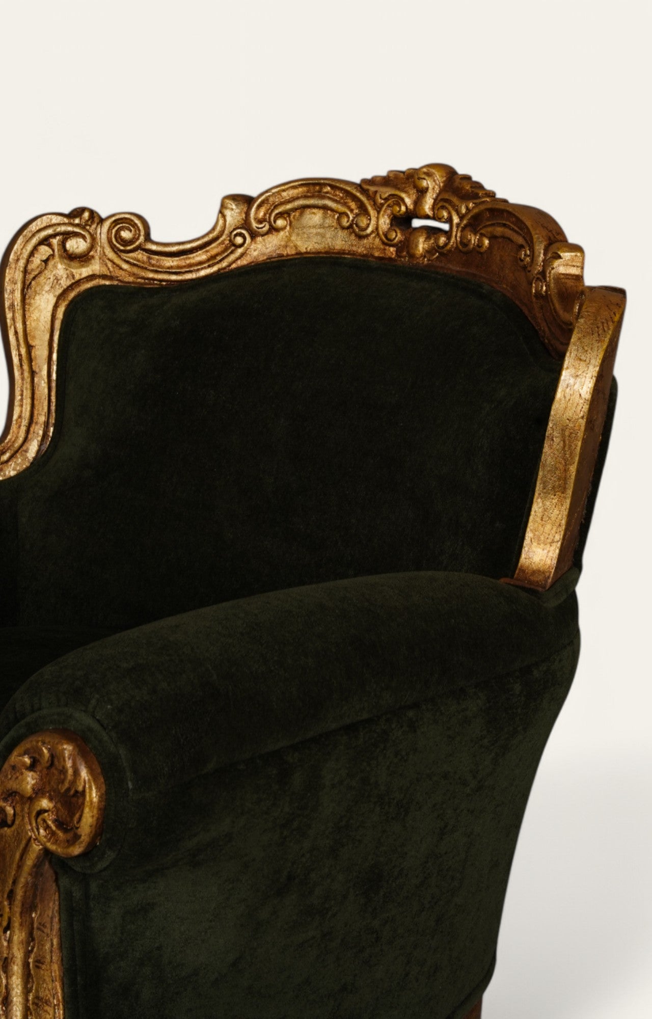 Velvet Lounge Chair in Antique Gold Teak