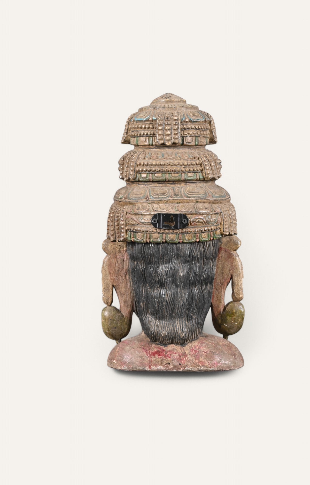 Warrior Head Hand-Carved Wooden Sculpture