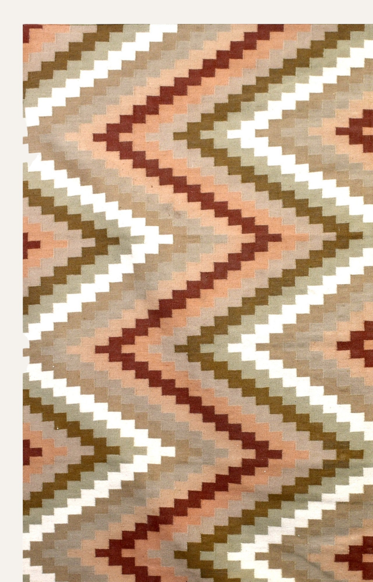 Neutral Zig Zag Woolen Rug