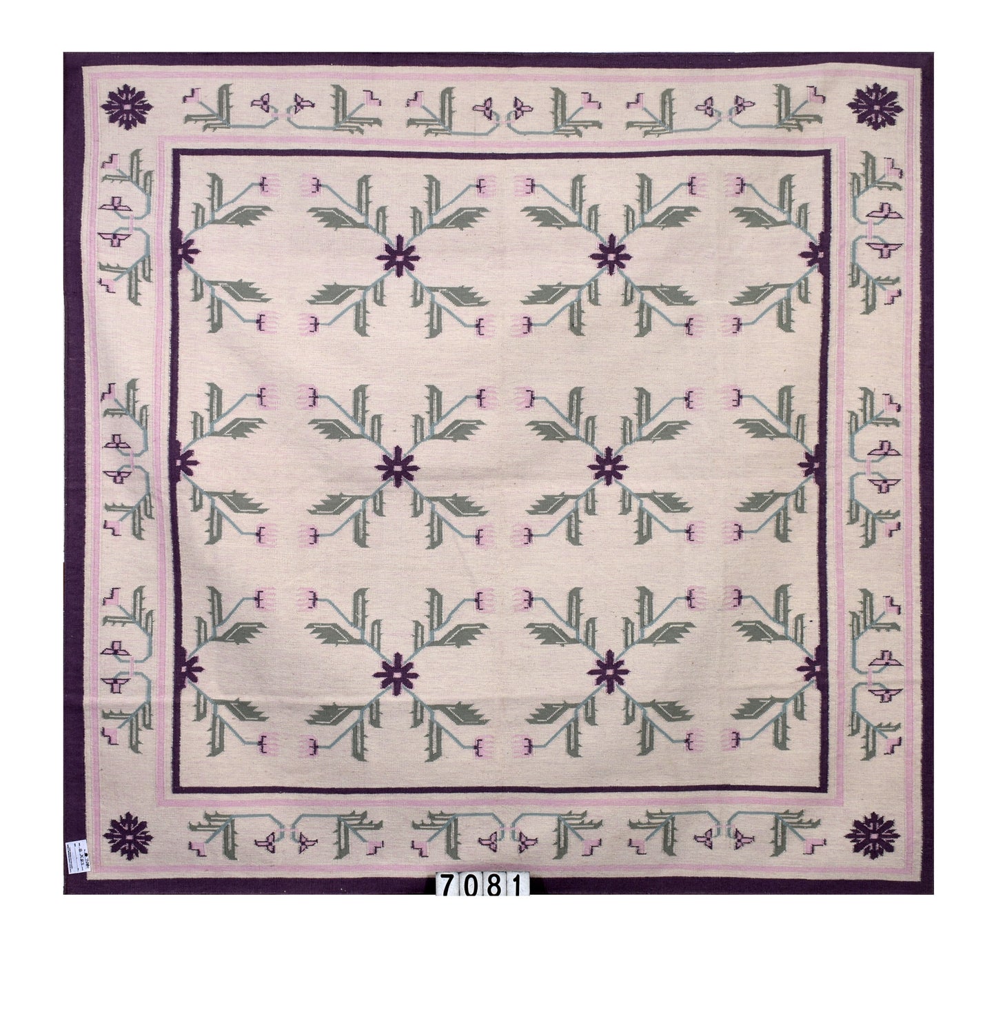 Hand Knotted Purple Woolen Rug