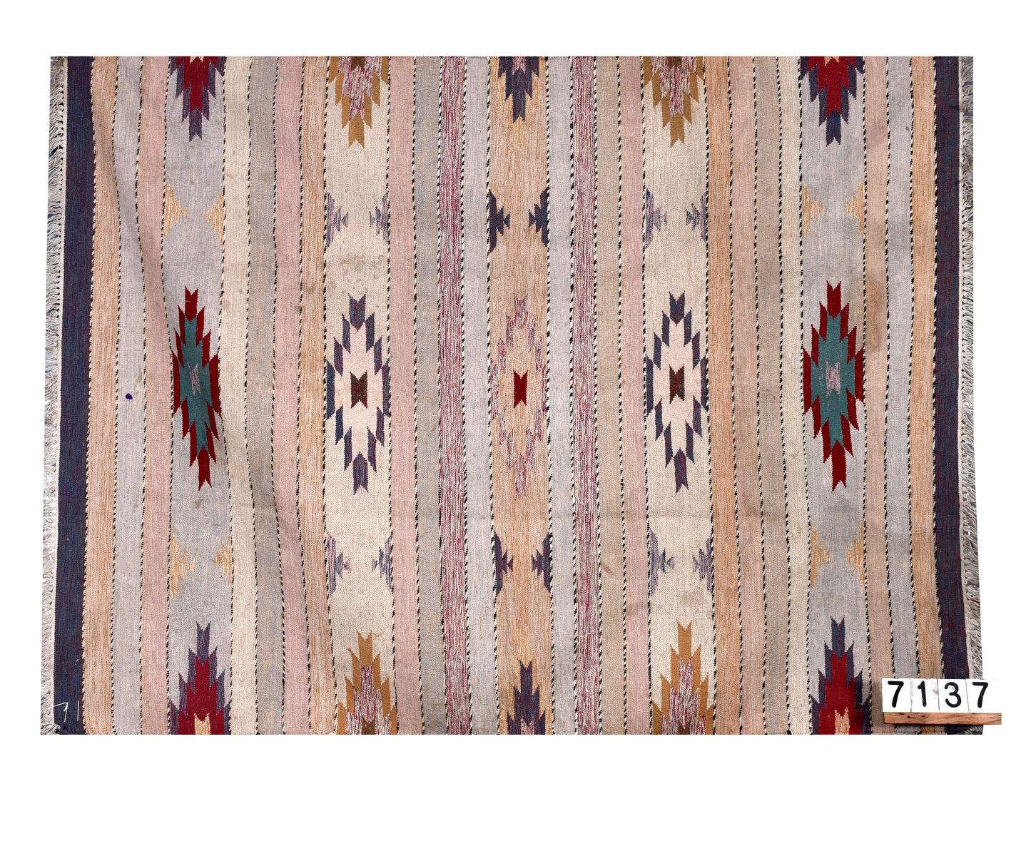 Southwestern Style Multicolored Geometric Pattern Woolen Rug