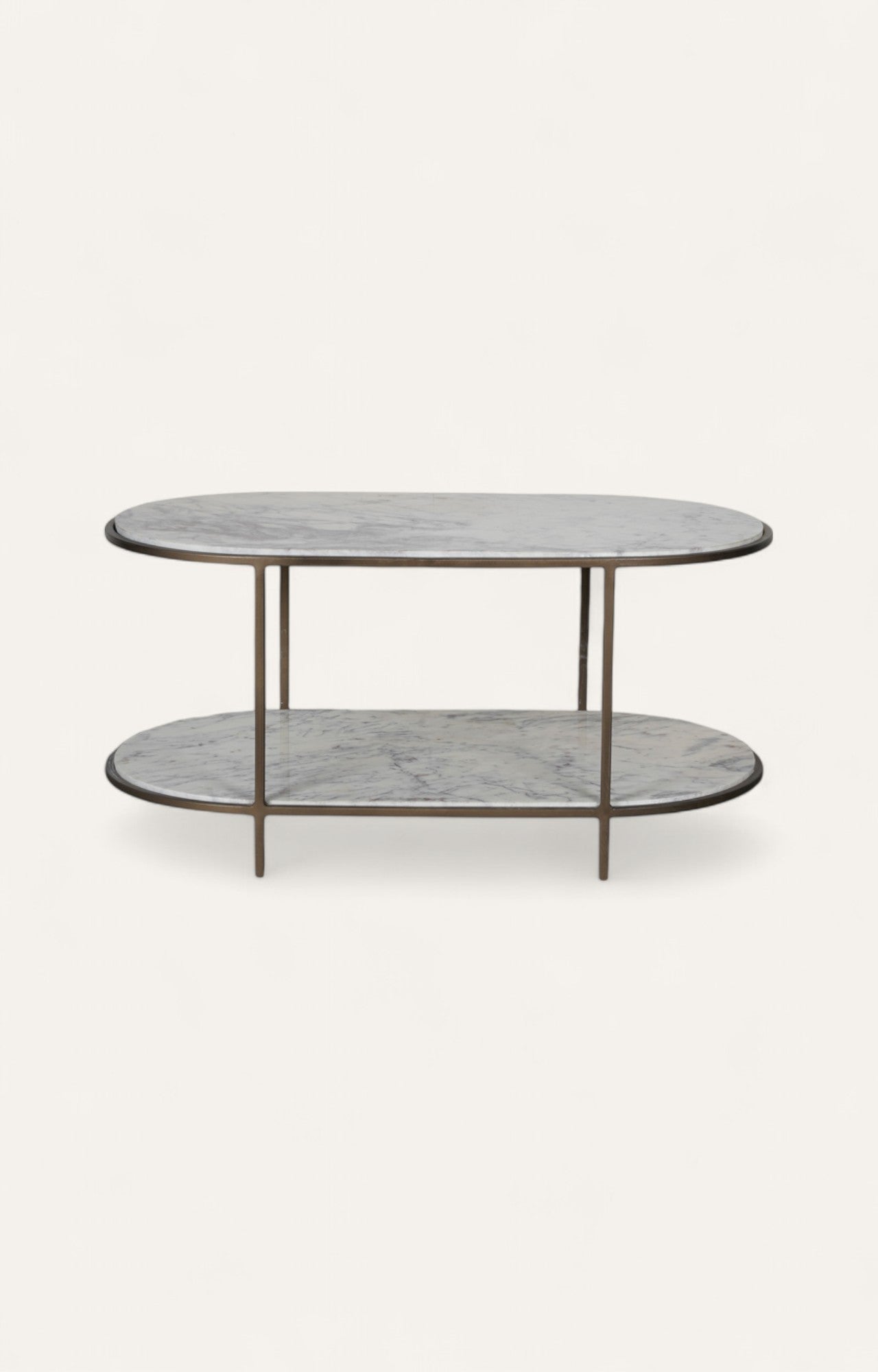 Marble Top Metal Frame Oval Table