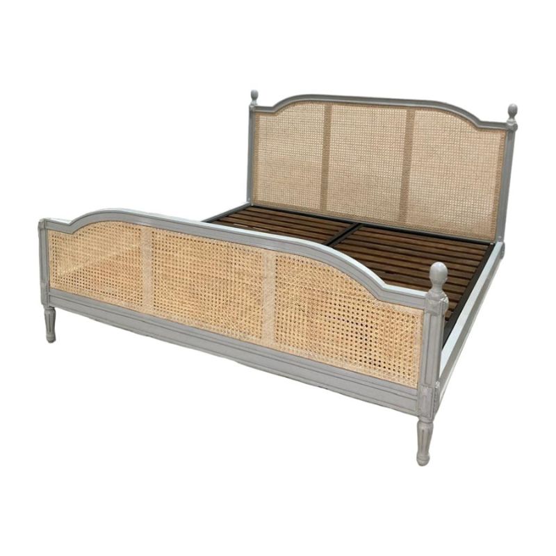 Rattan King Size Bed with frame and mattress