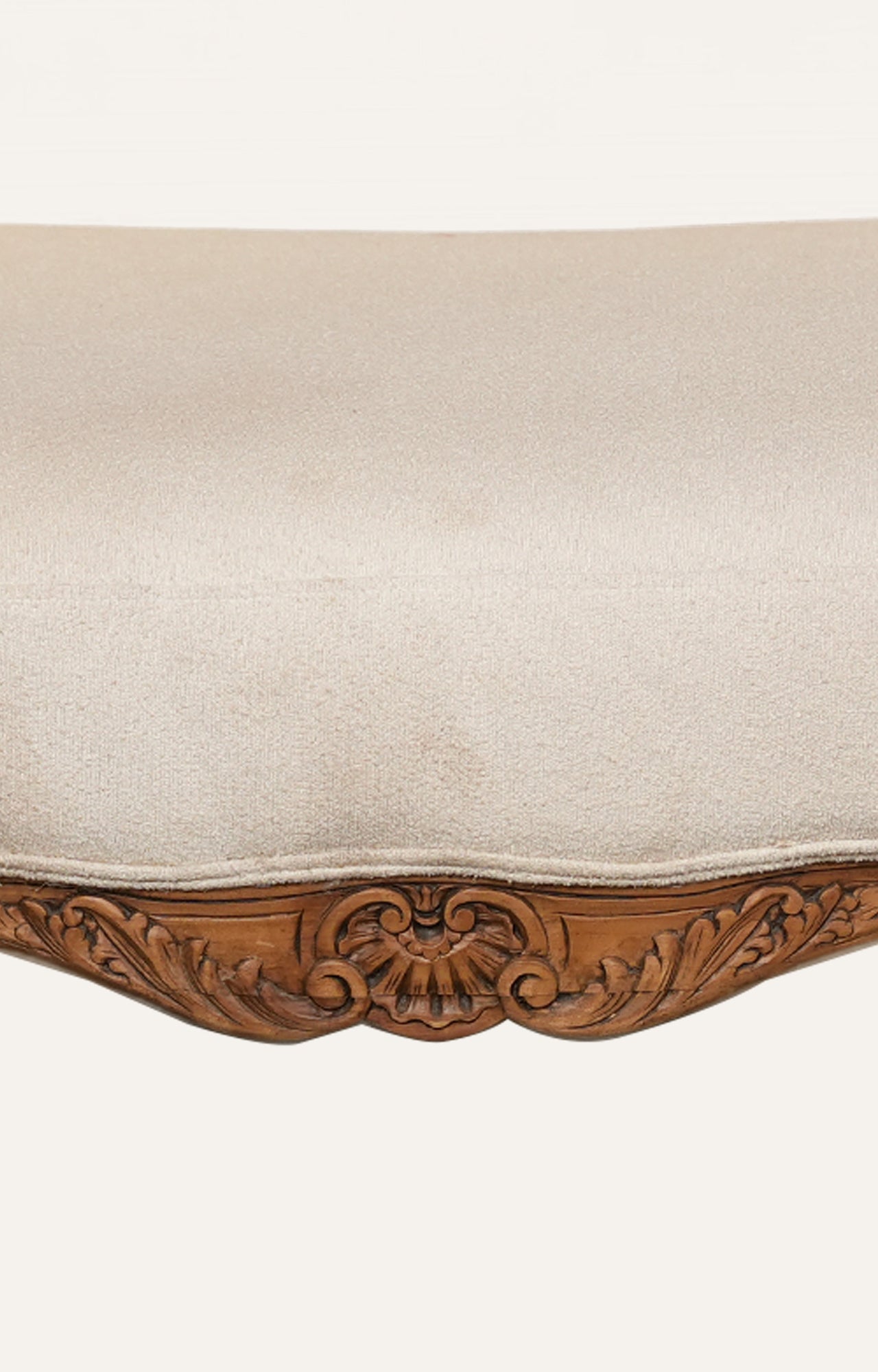 Antique-Style Ottoman with Carved Wooden Base