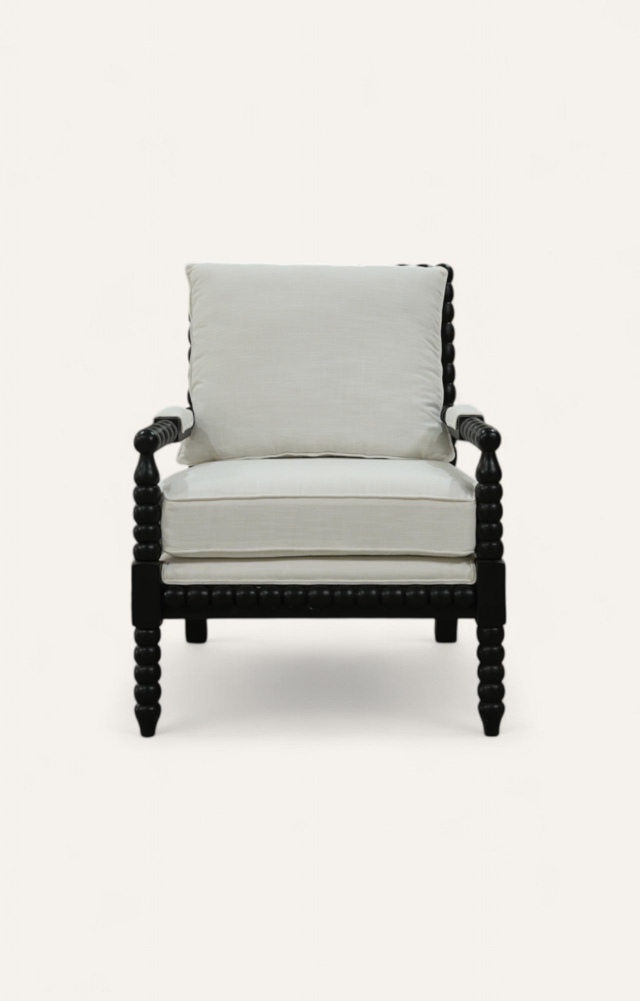 Classical Wooden Lounge Chair in Linen Upholstery