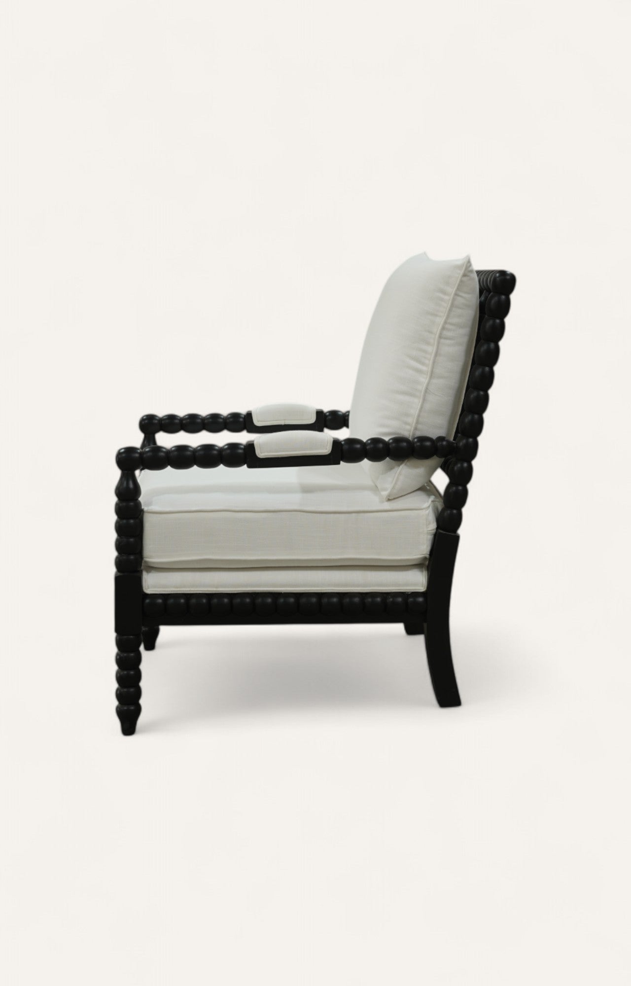 Classical Wooden Lounge Chair in Linen Upholstery