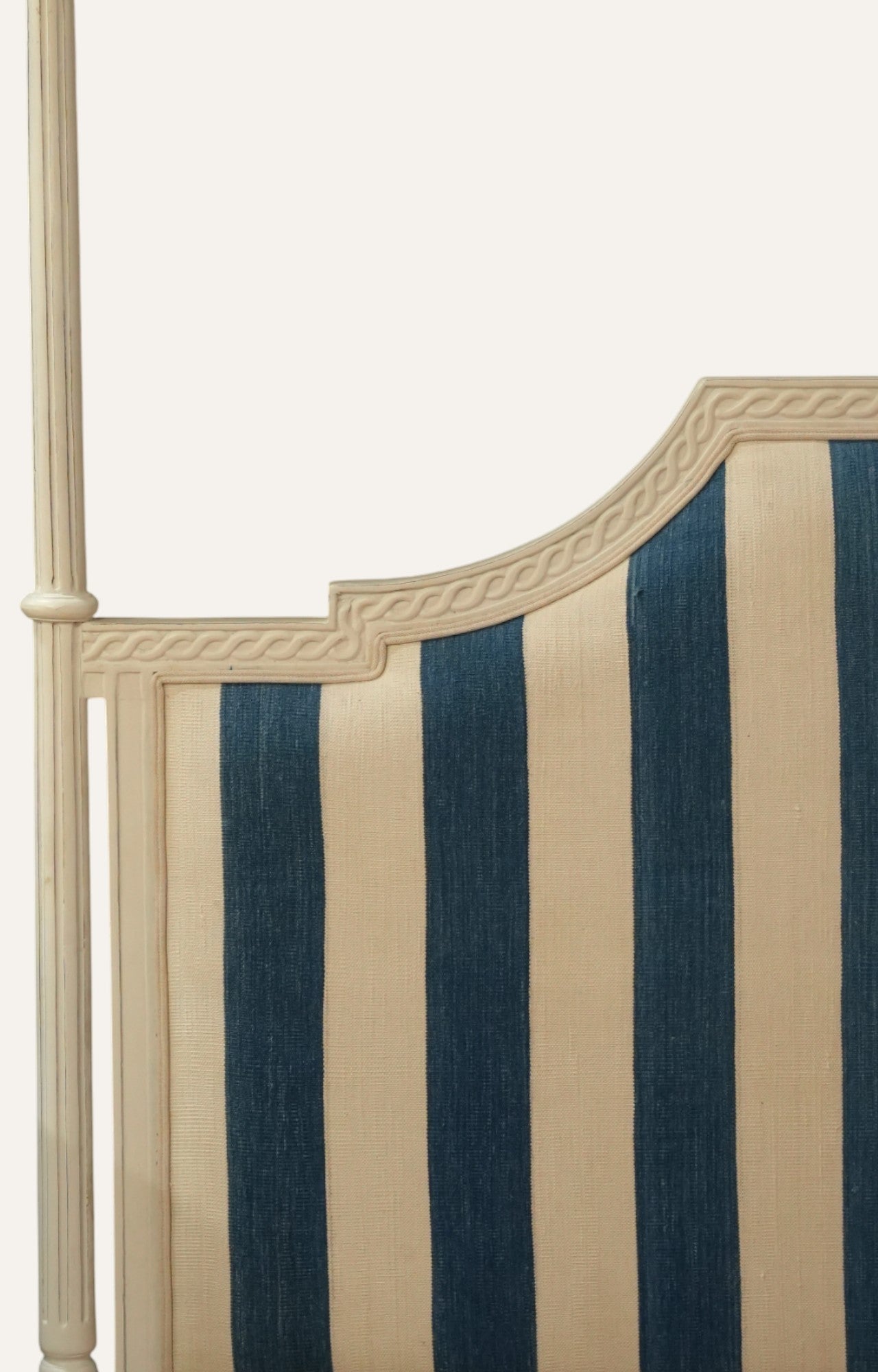 Four-Poster Striped Dhurrie Upholstered Bed