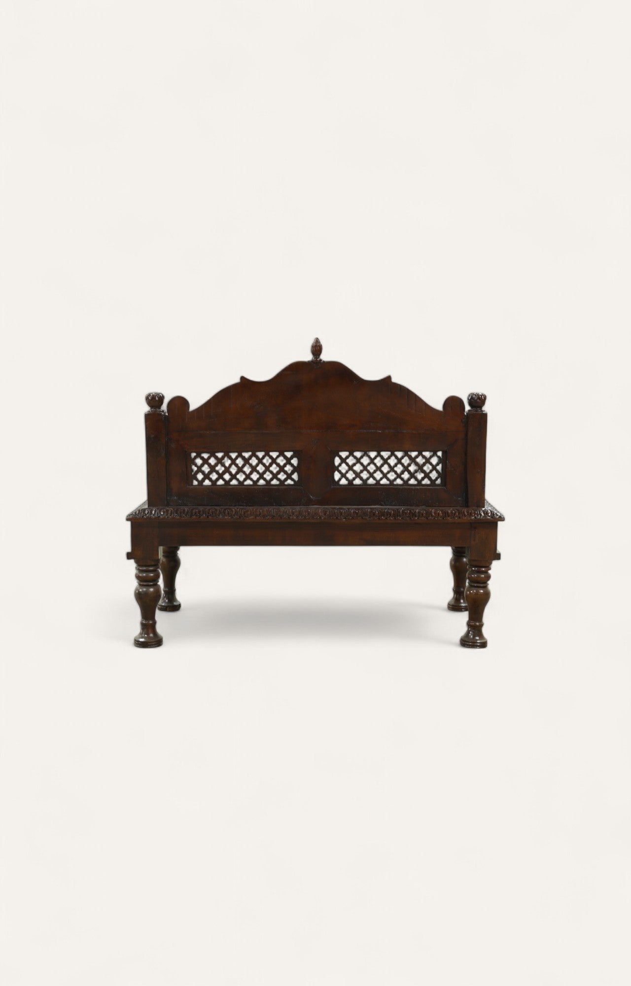 Traditional Hand-Carved Teak Bench