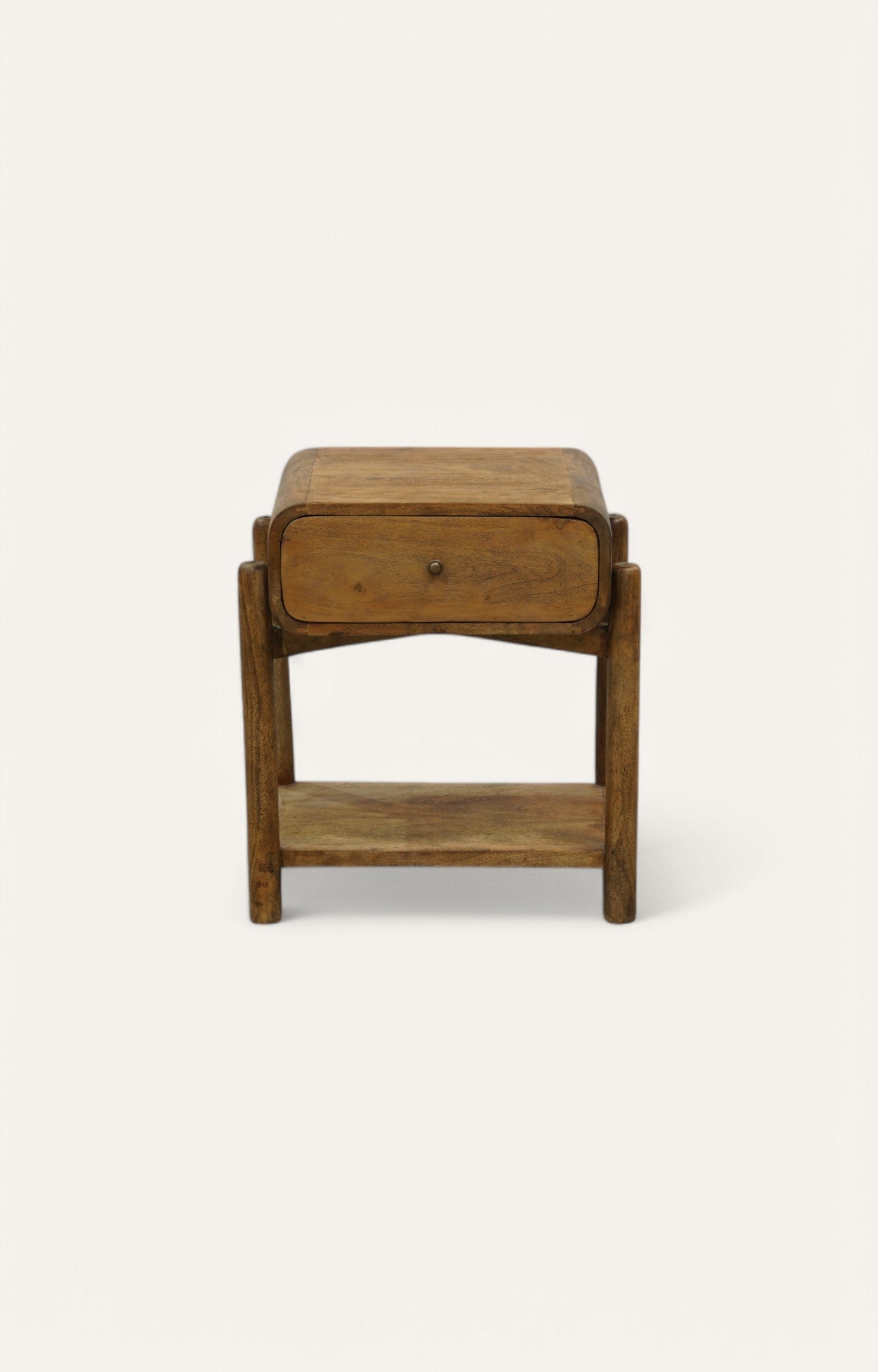 Curvy Oak Bedside Table with Drawer in Natural Finish