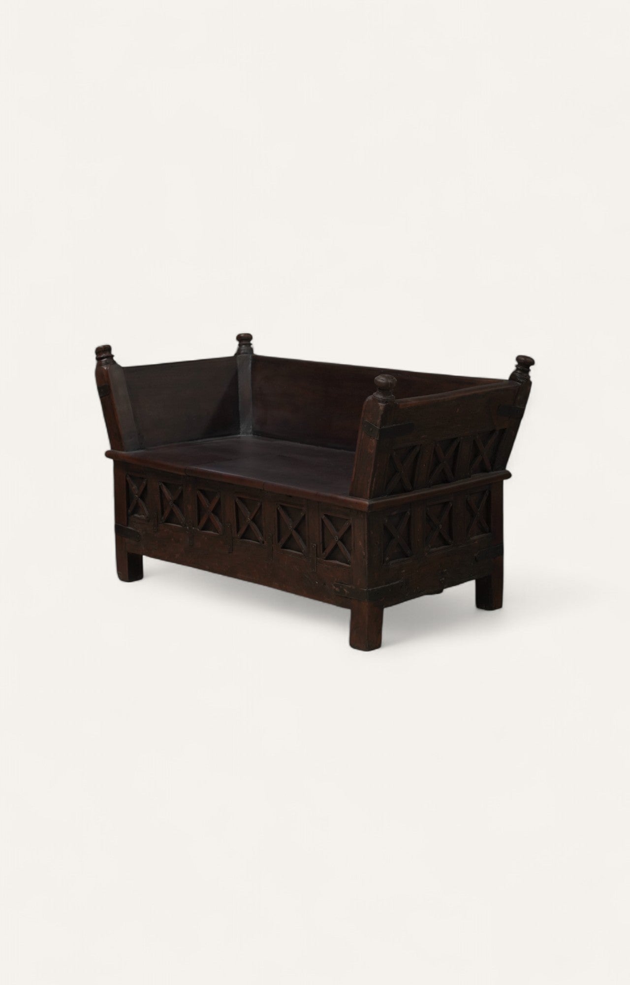 Anglo-Indian Wooden Bench with Storage