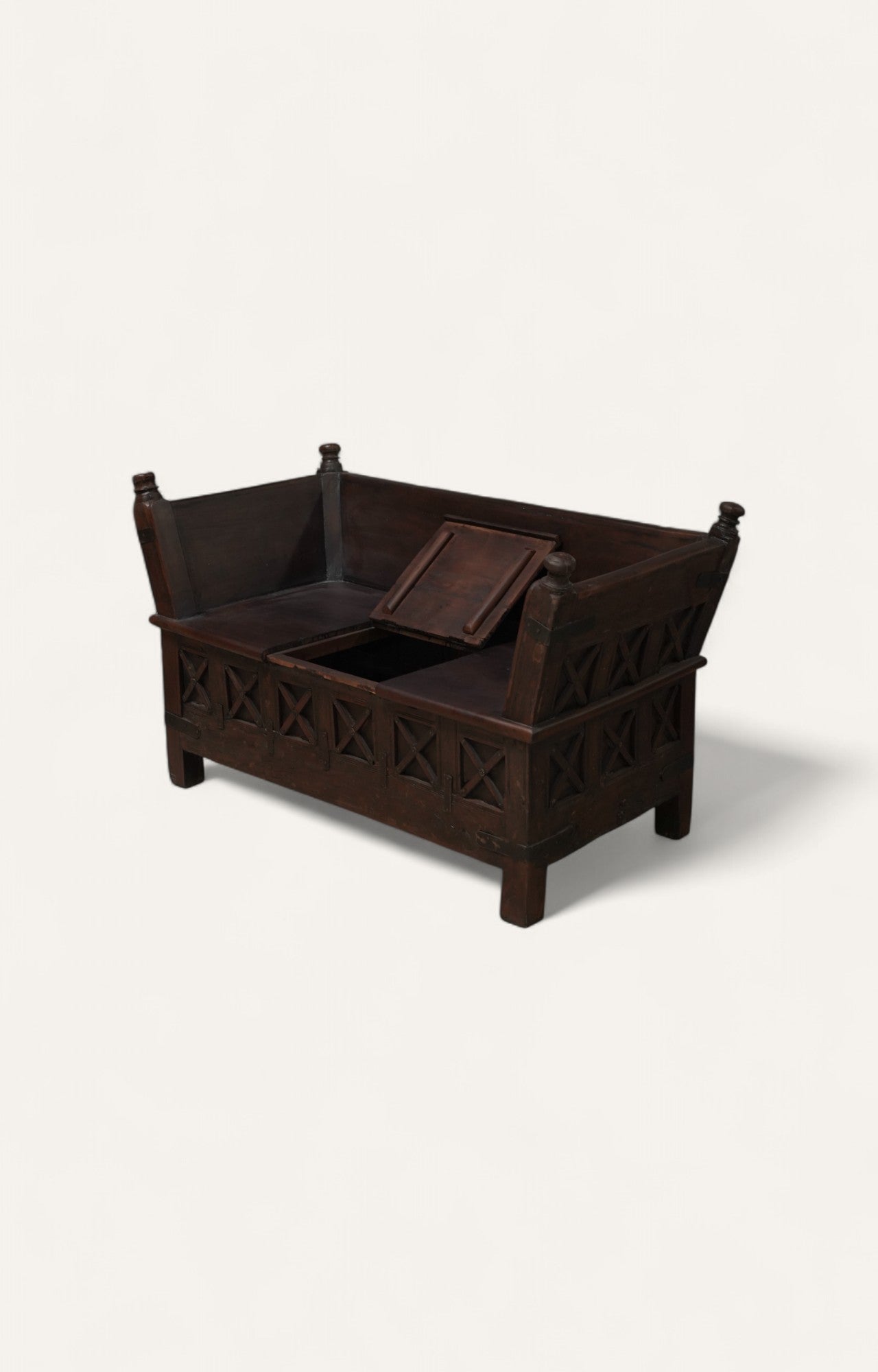 Anglo-Indian Wooden Bench with Storage