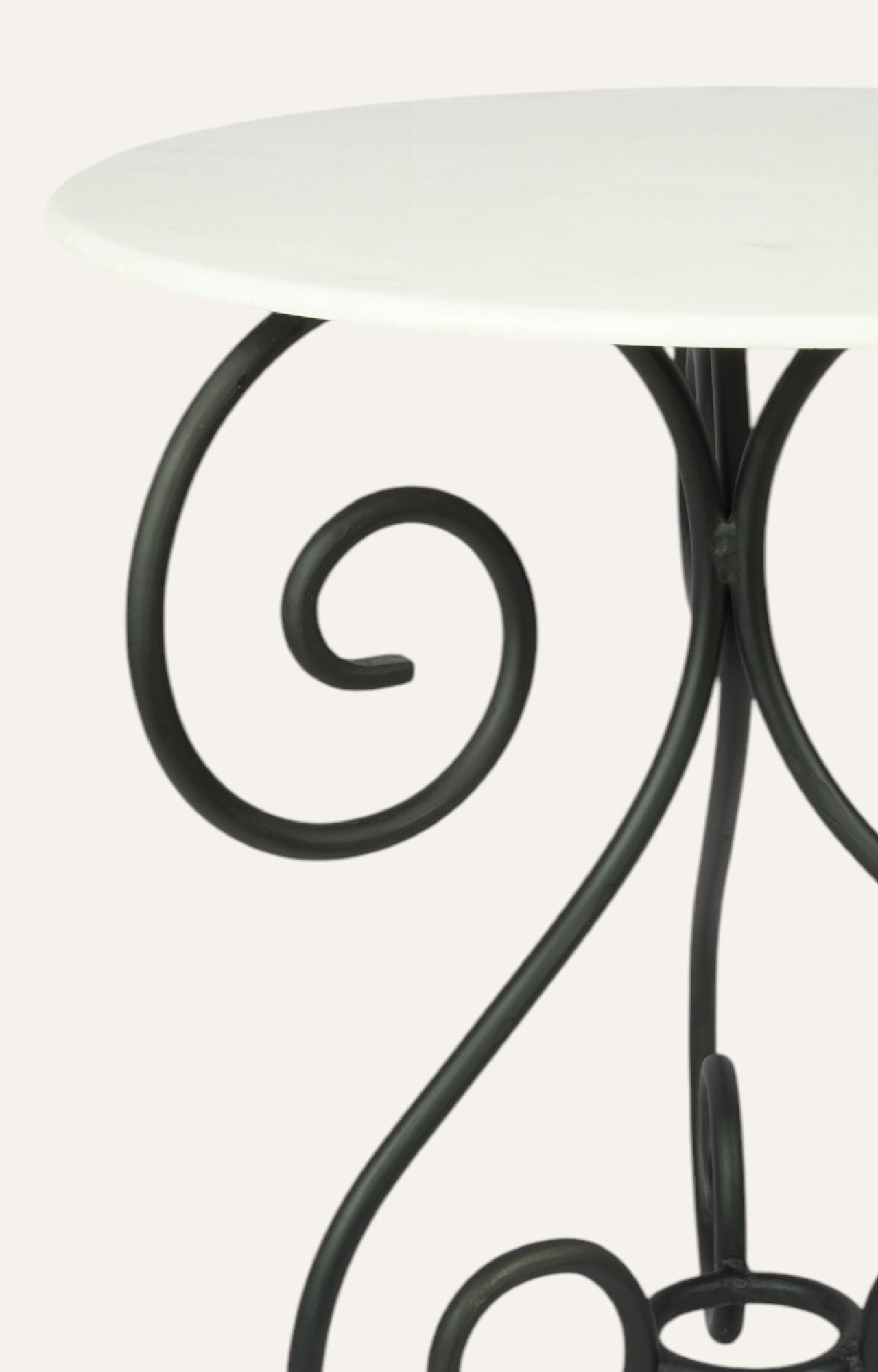 French Curved Metal White Marble Top Table