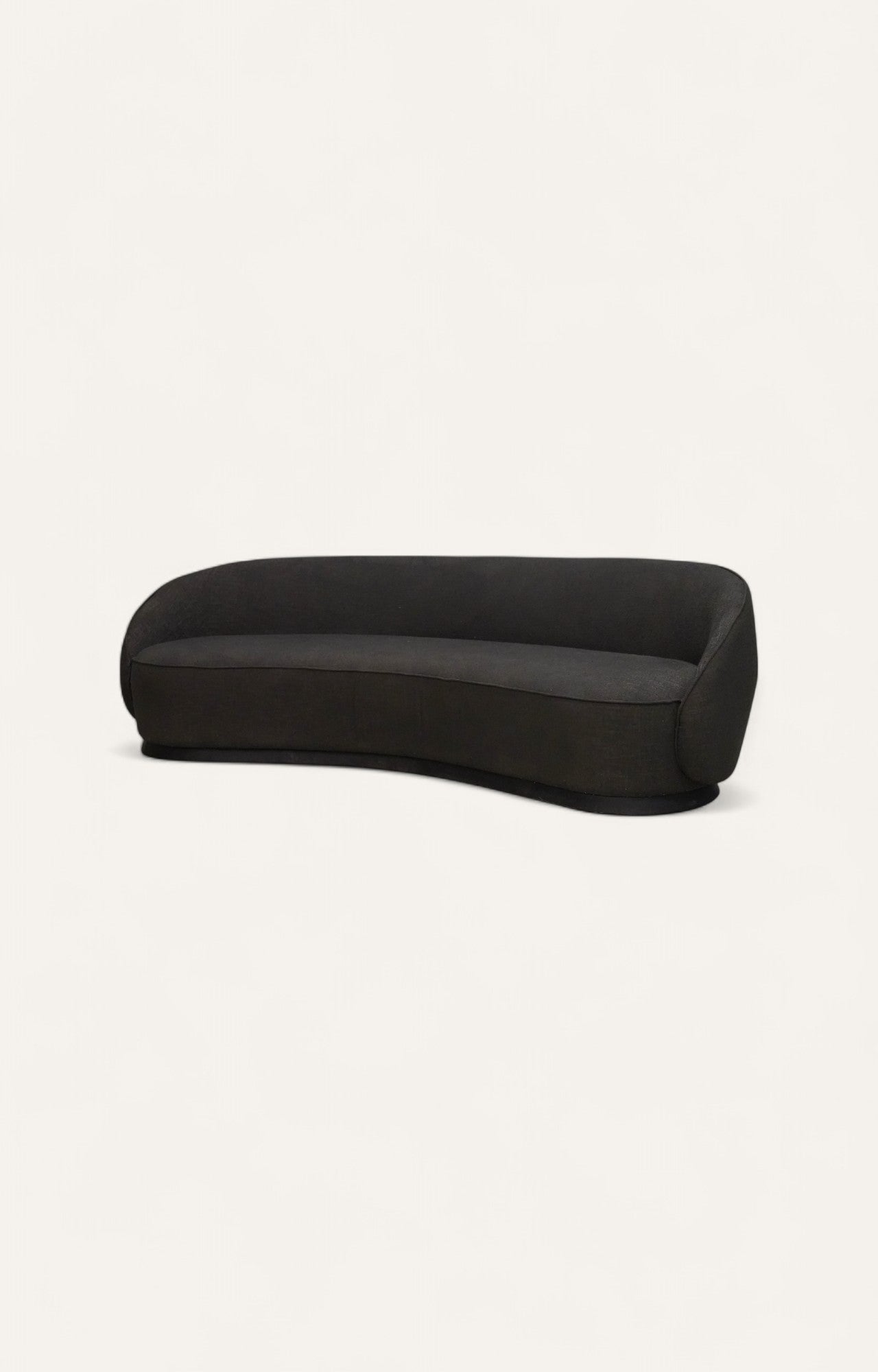 Curved Black Boucle Sofa