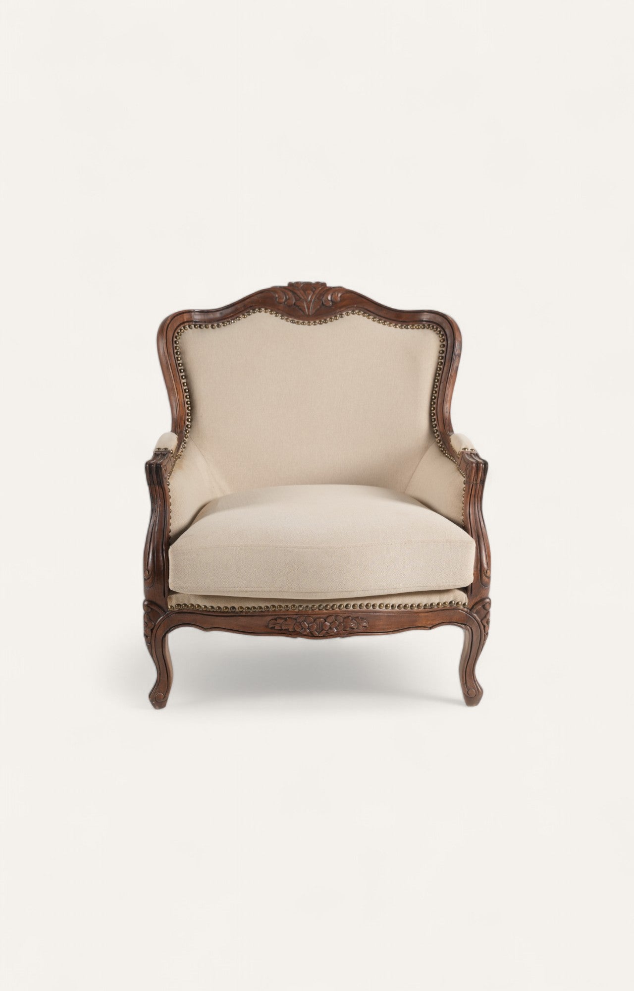 Classic Carved Settee with Dual Fabric Upholstery