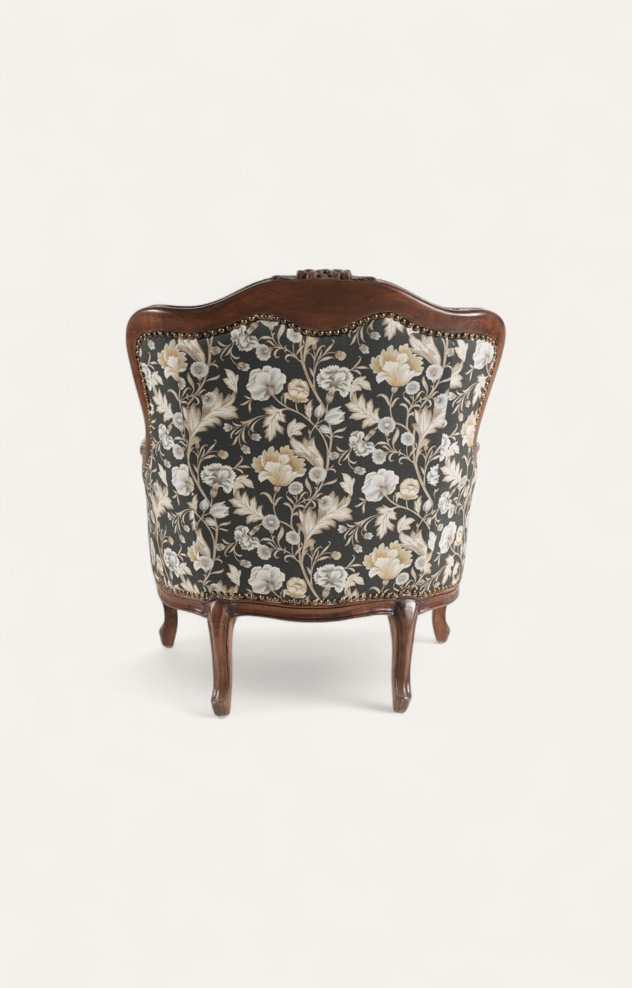 Classic Carved Settee with Dual Fabric Upholstery