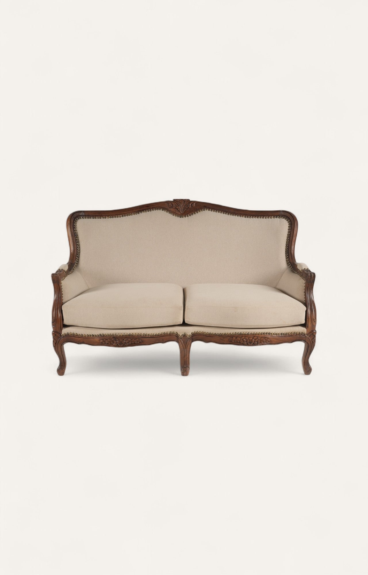 French Armchair with Floral Fabric Panel