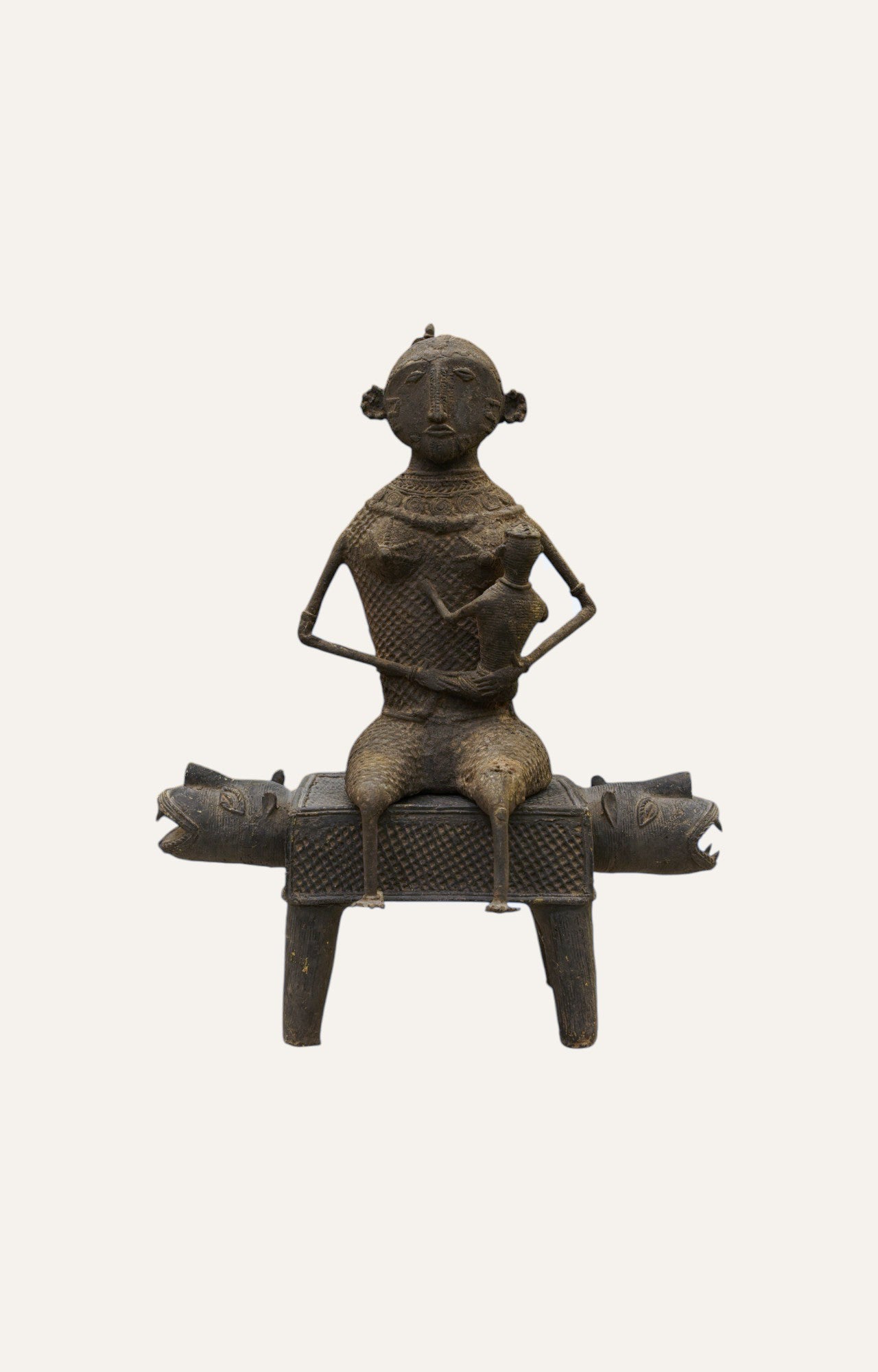 Timeless Chieftain Antique Brass Tribal Figurine Table Décor