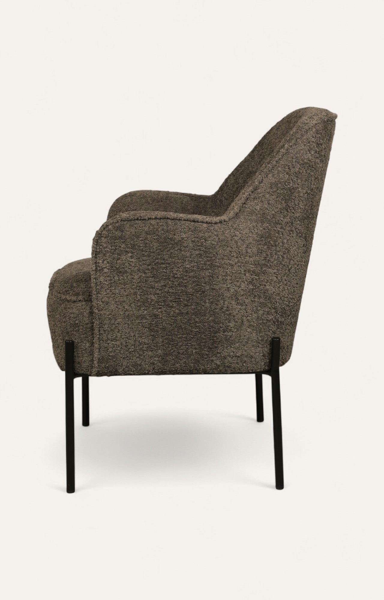 Modern Charcoal Upholstered Armchair with Metal Legs