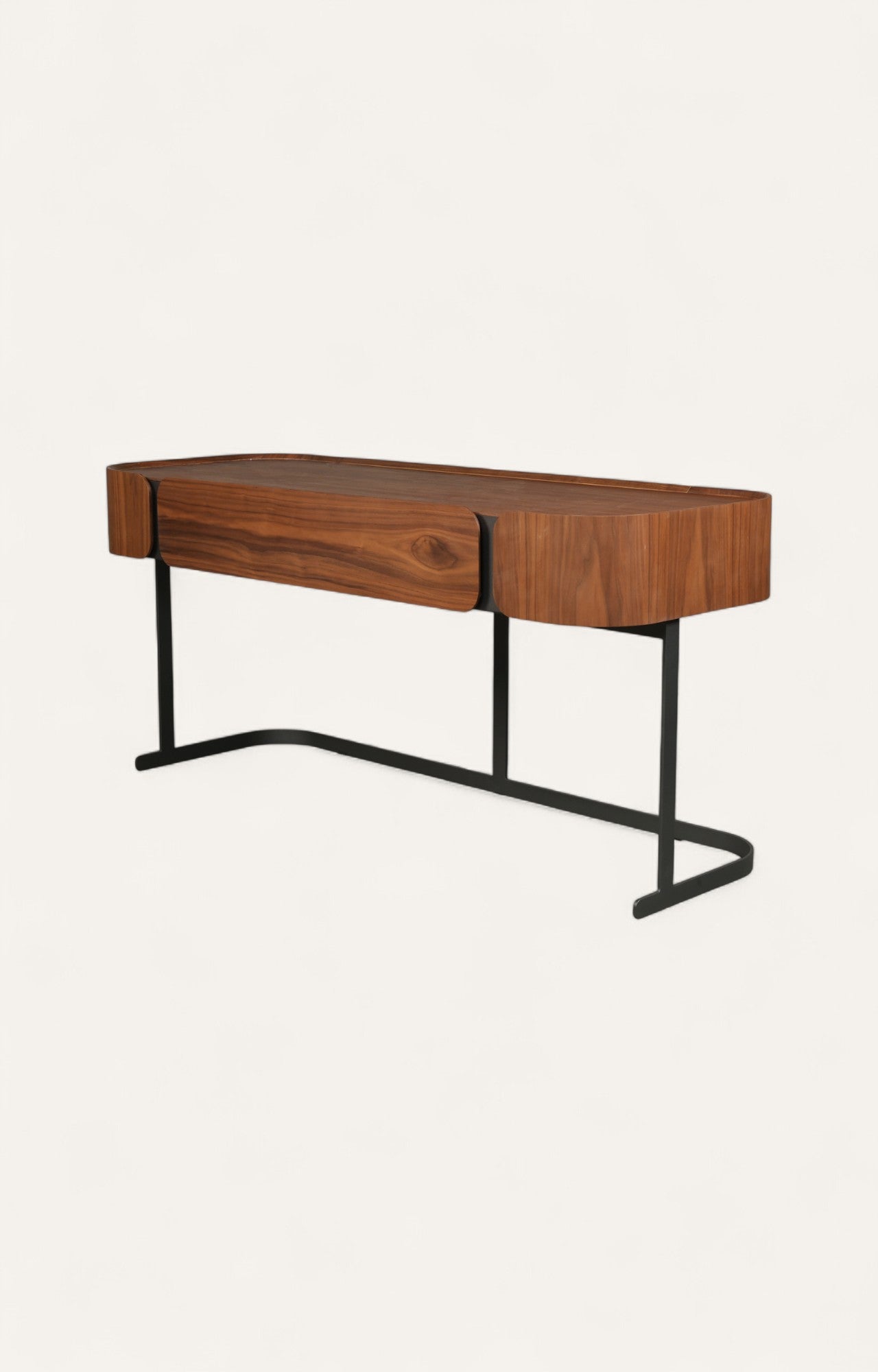 Walnut Writing Desk with Metal Frame