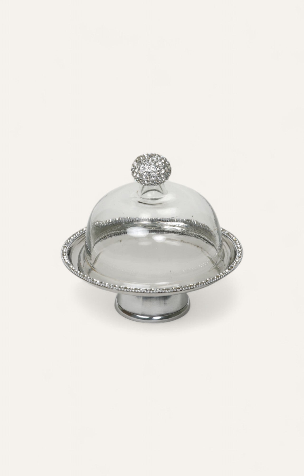Crystal-Edged Dome Metal Cake Stand