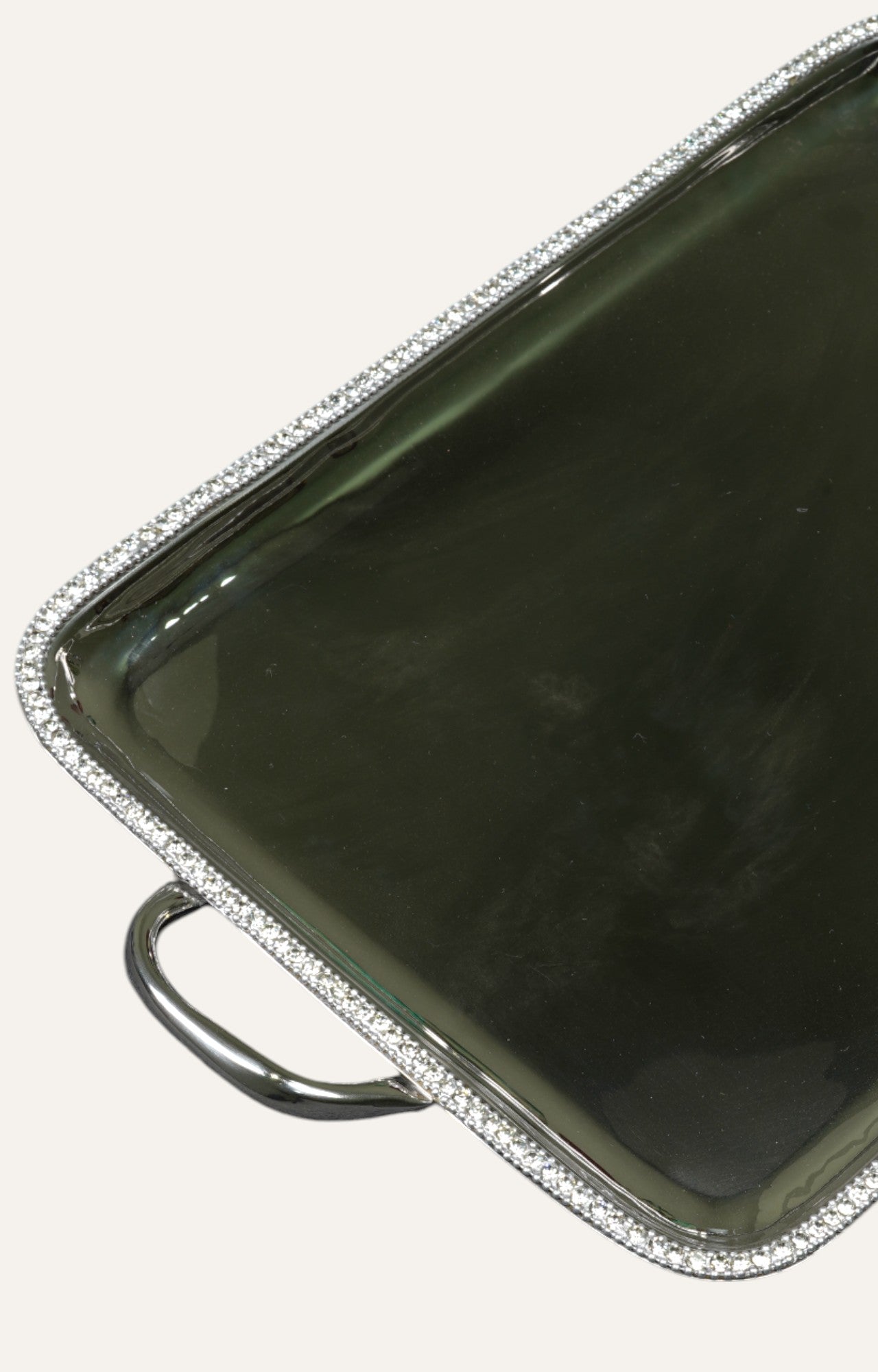 Crystal Border Metal Tray with Handles