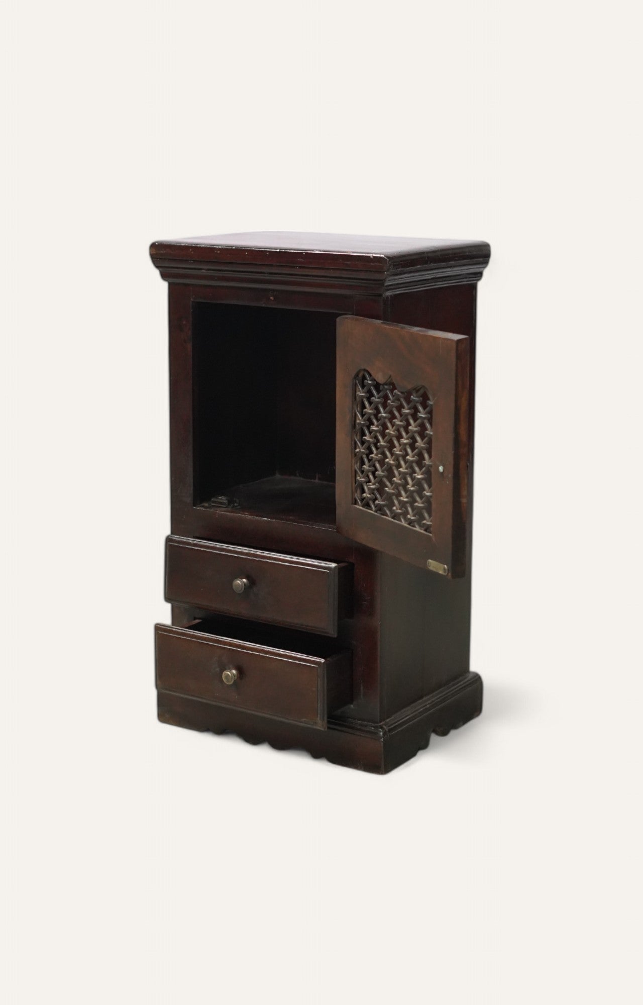 Lattice Wooden Side Cabinet