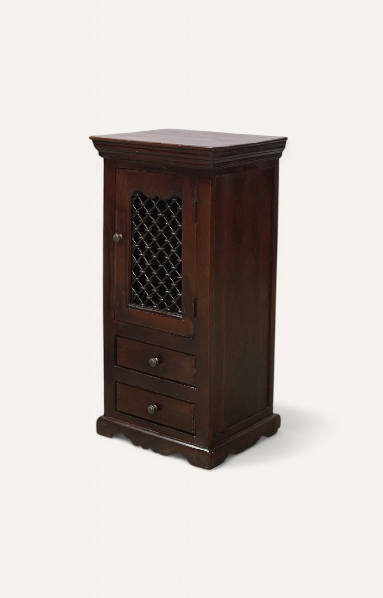 Lattice Tall Wooden Side Cabinet with Drawers