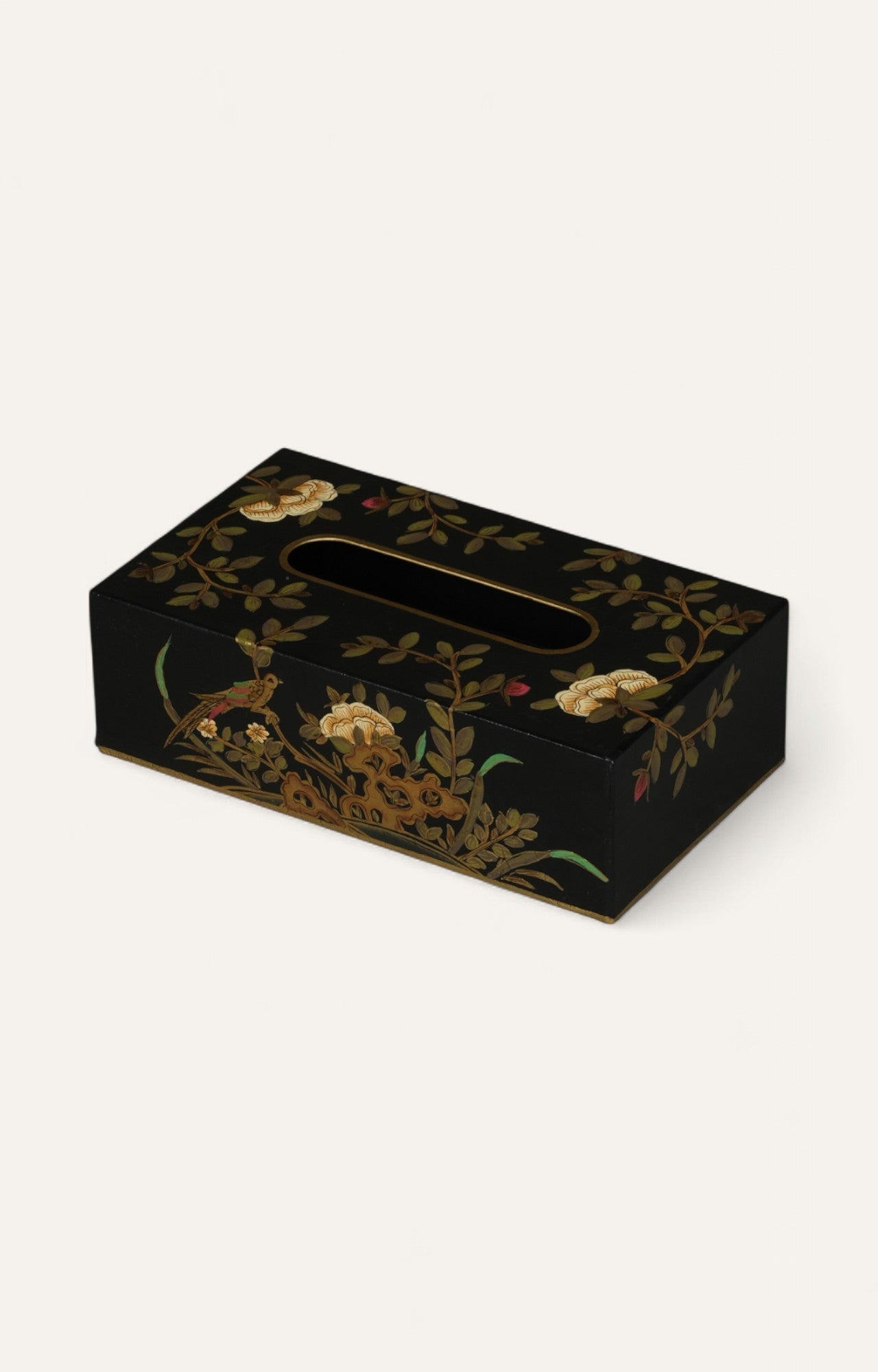 Black Chinoiserie Rectangular Tissue Box Cover