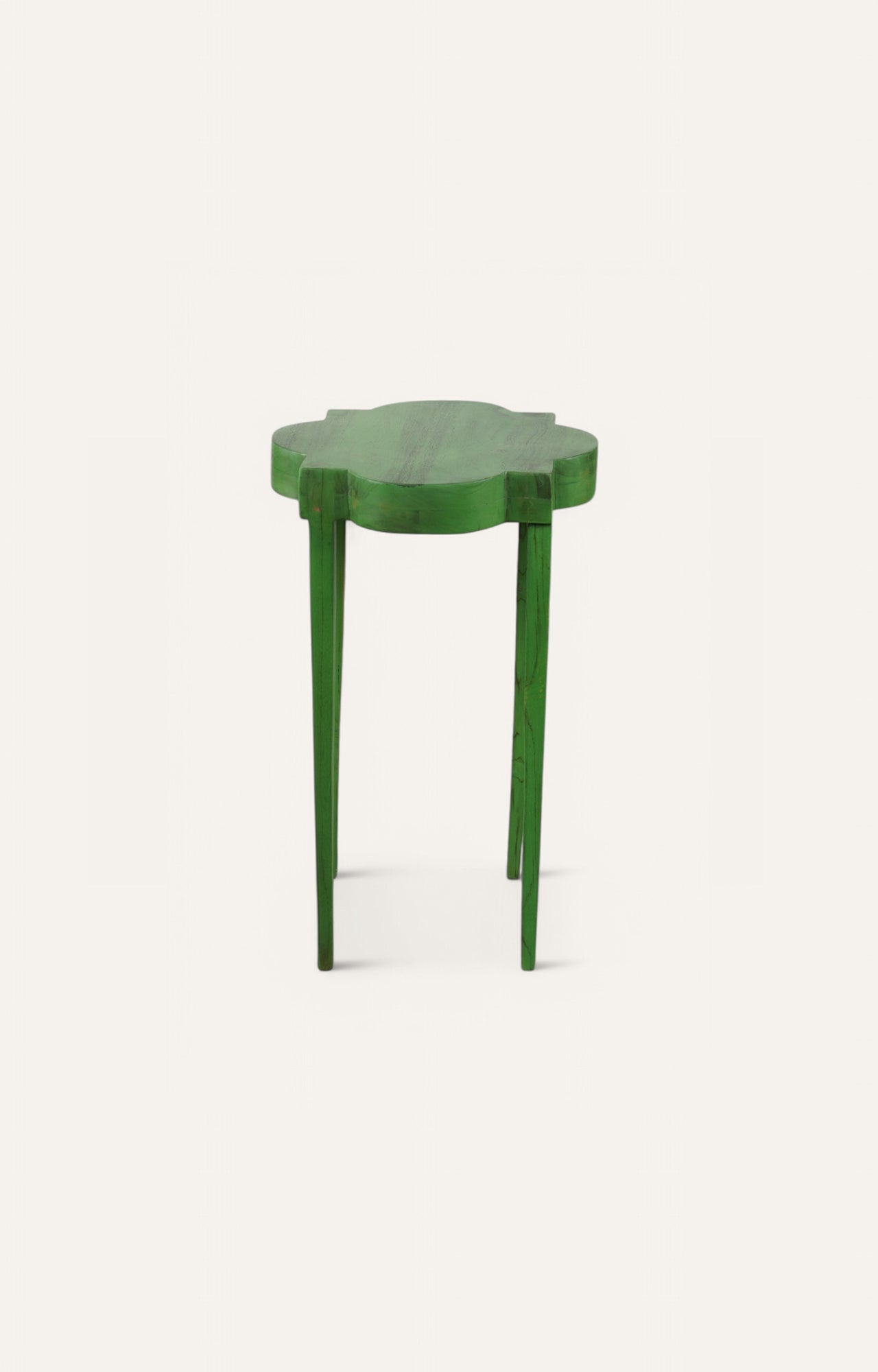 Green Abstract Top Wooden Side Table