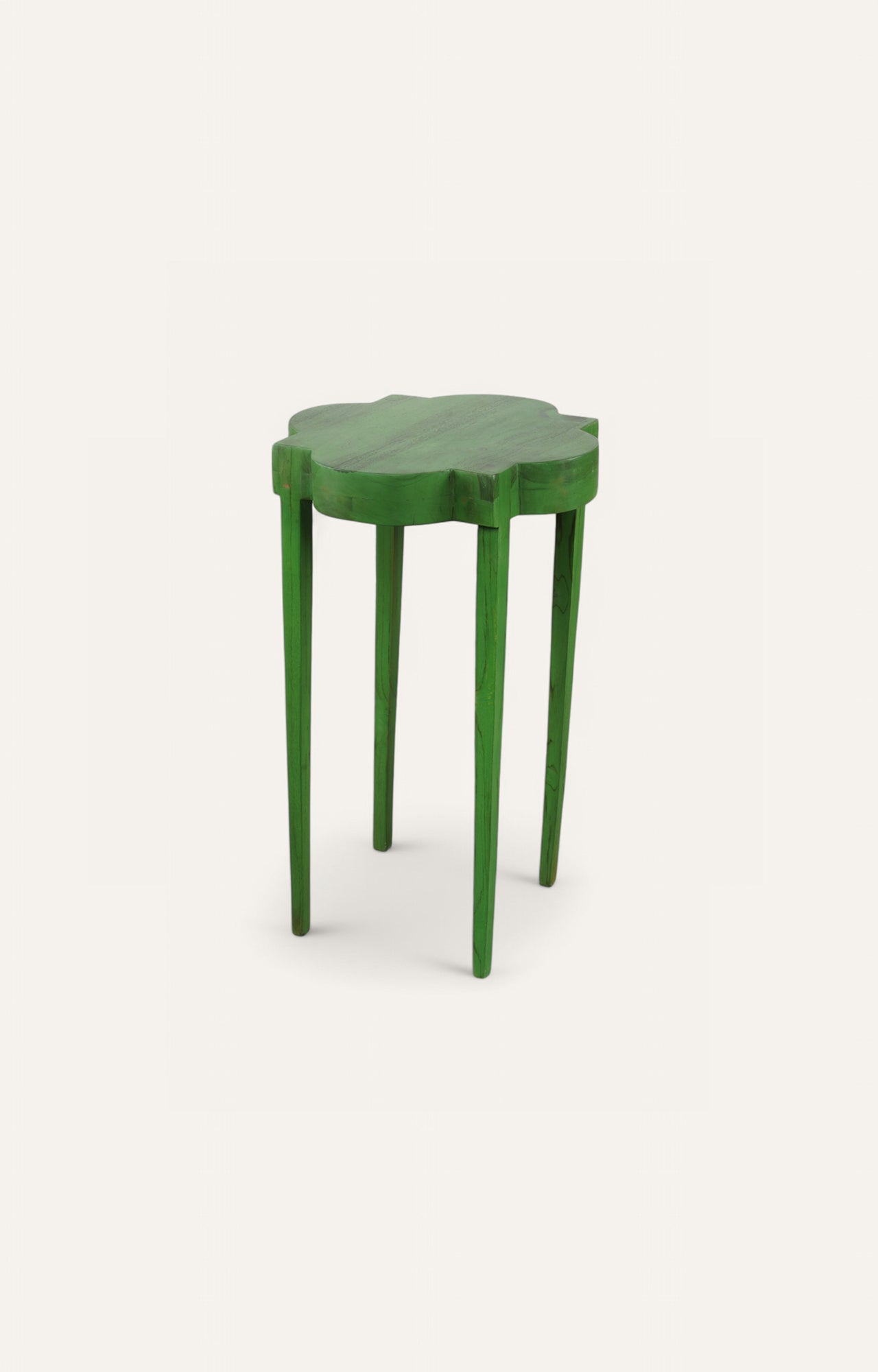 Green Abstract Top Wooden Side Table