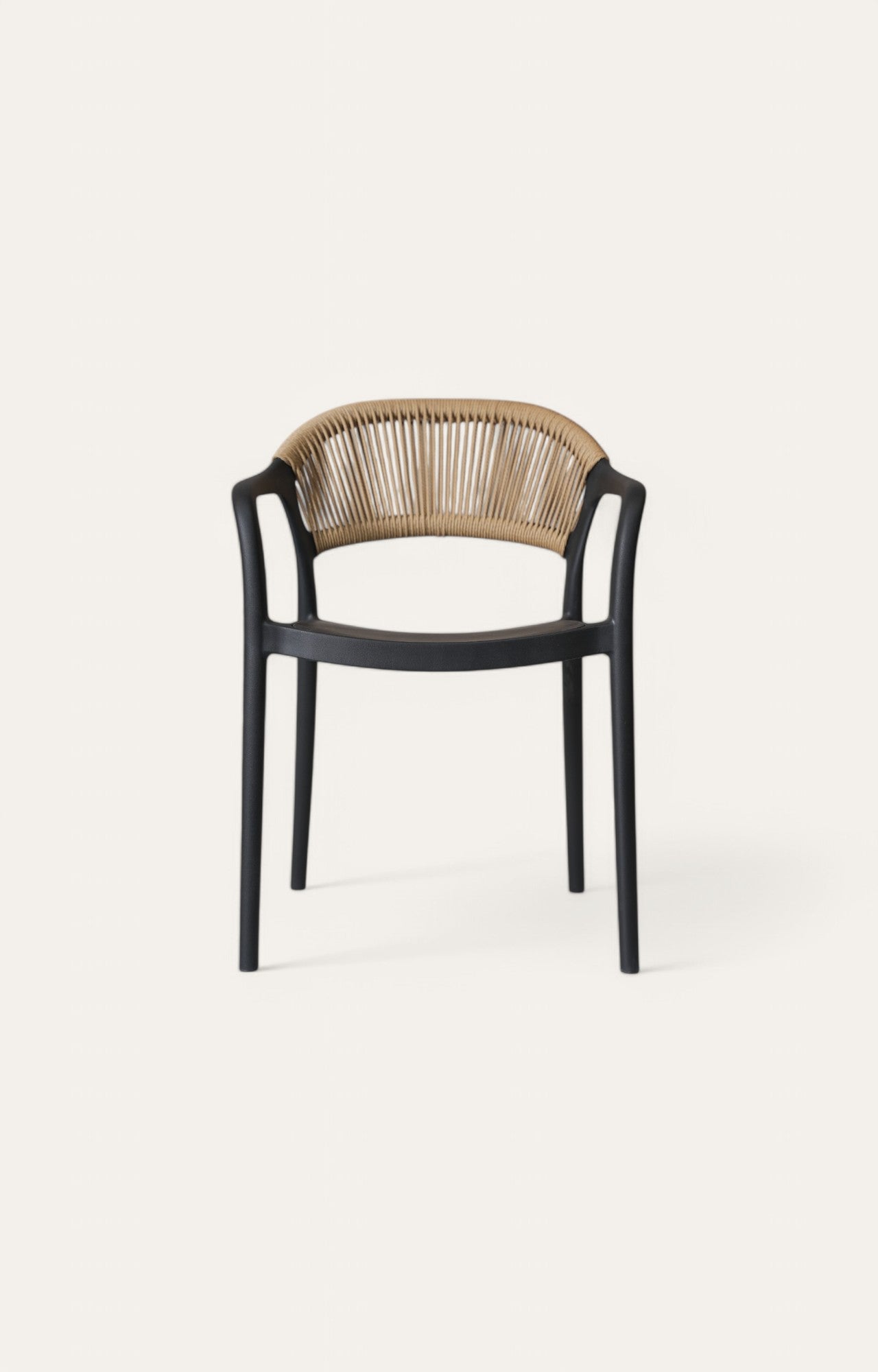 Noir Black Metal Chair with Wicker Backrest