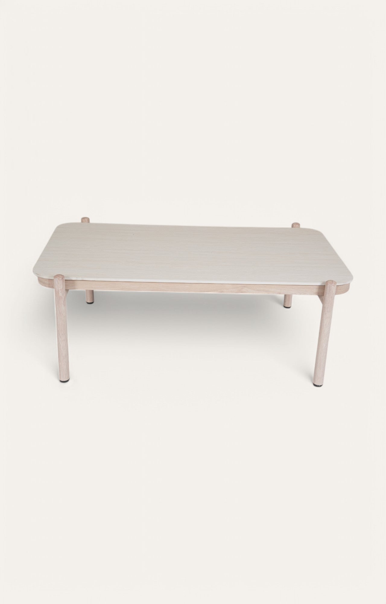 Sandy White and Natural Metal Outdoor Coffee Table