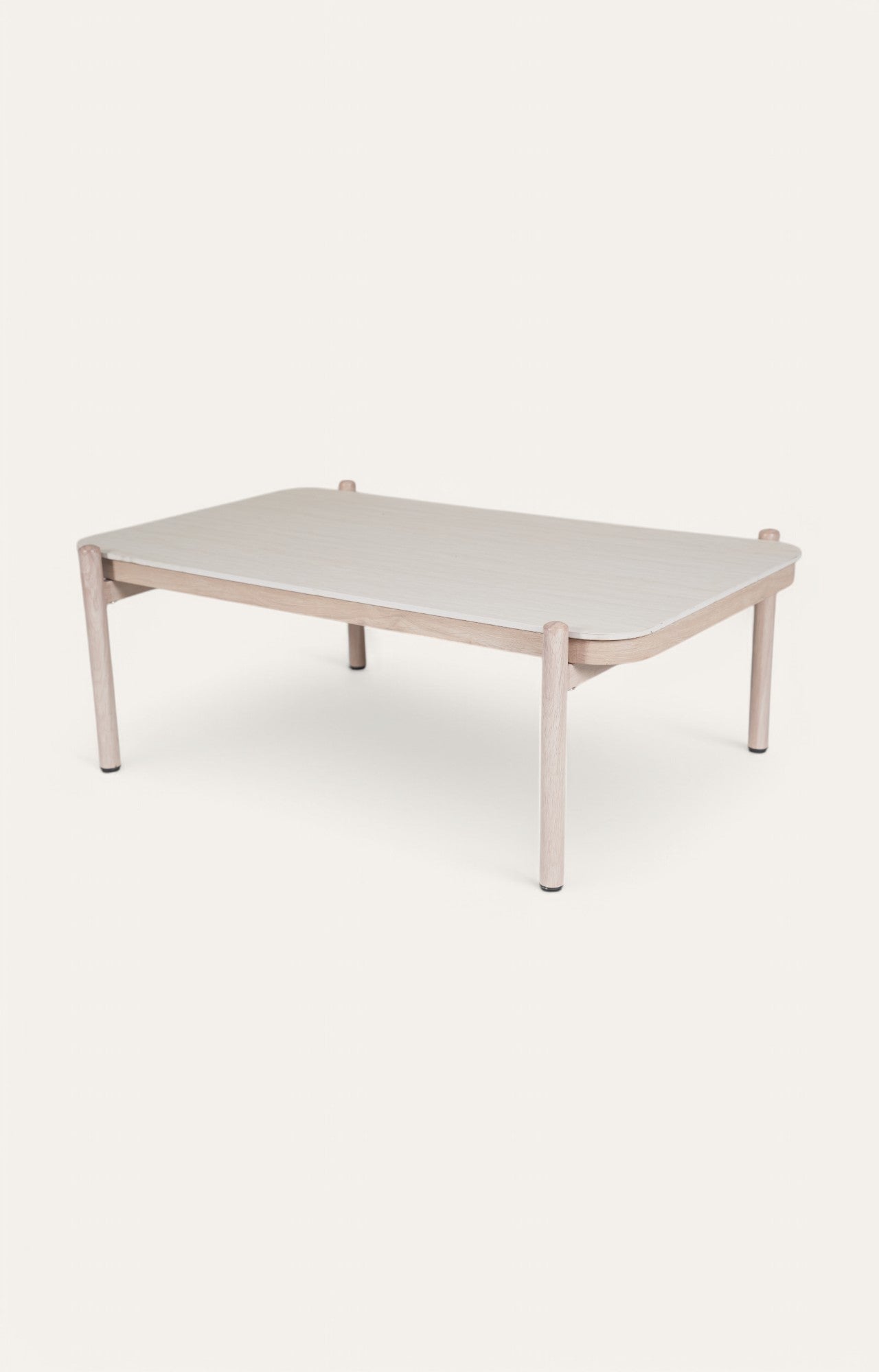 Sandy White and Natural Metal Outdoor Coffee Table