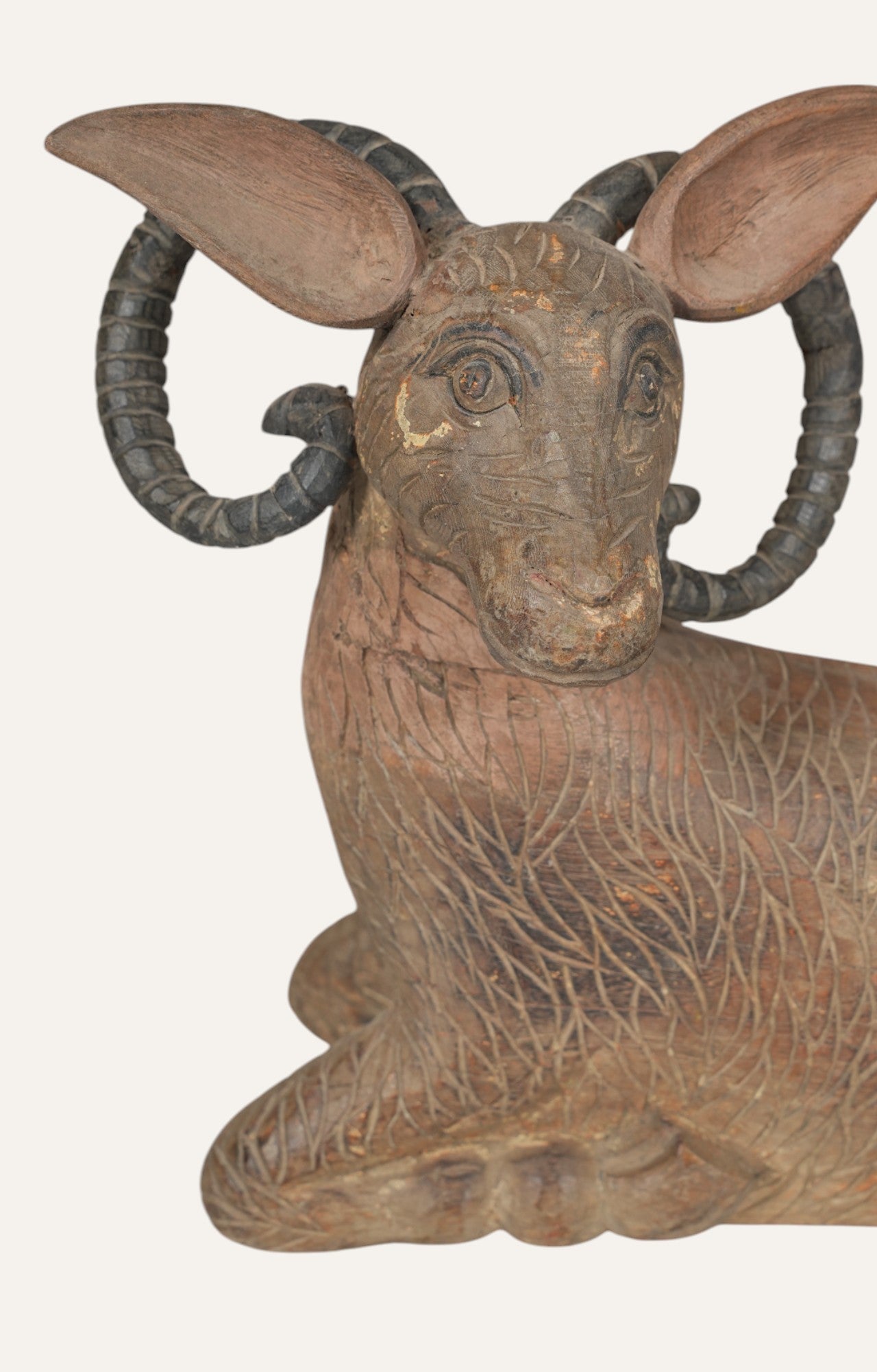 Ram Sheep Figurine with Carved Texture