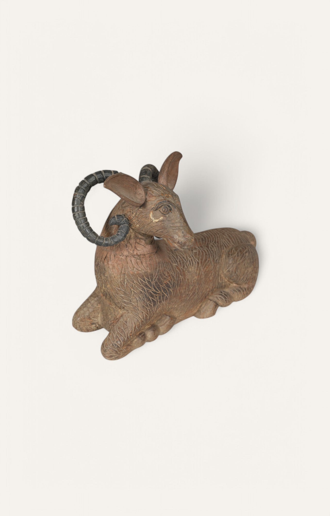 Ram Sheep Figurine with Carved Texture