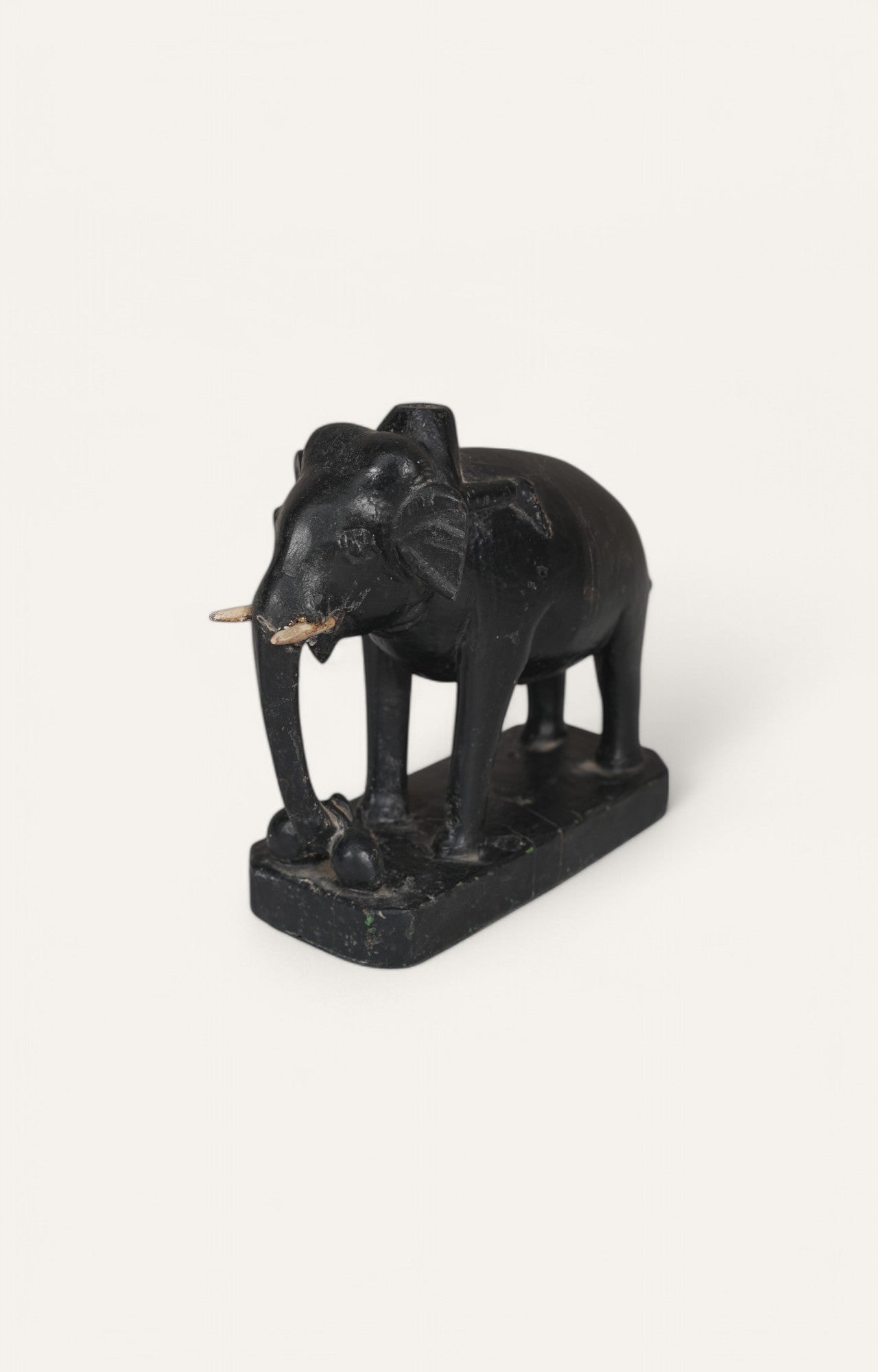 Black Stained Teak Elephant Figurine