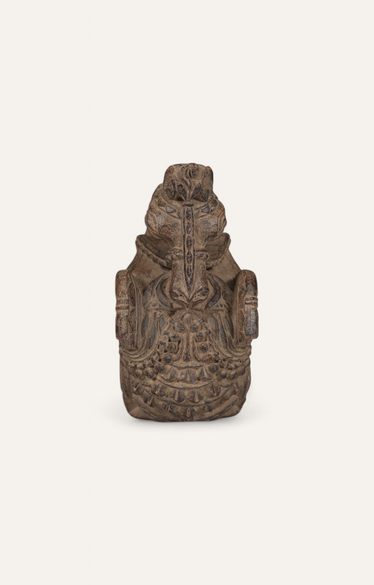 Ganesha Head Figurine in Vintage Teak