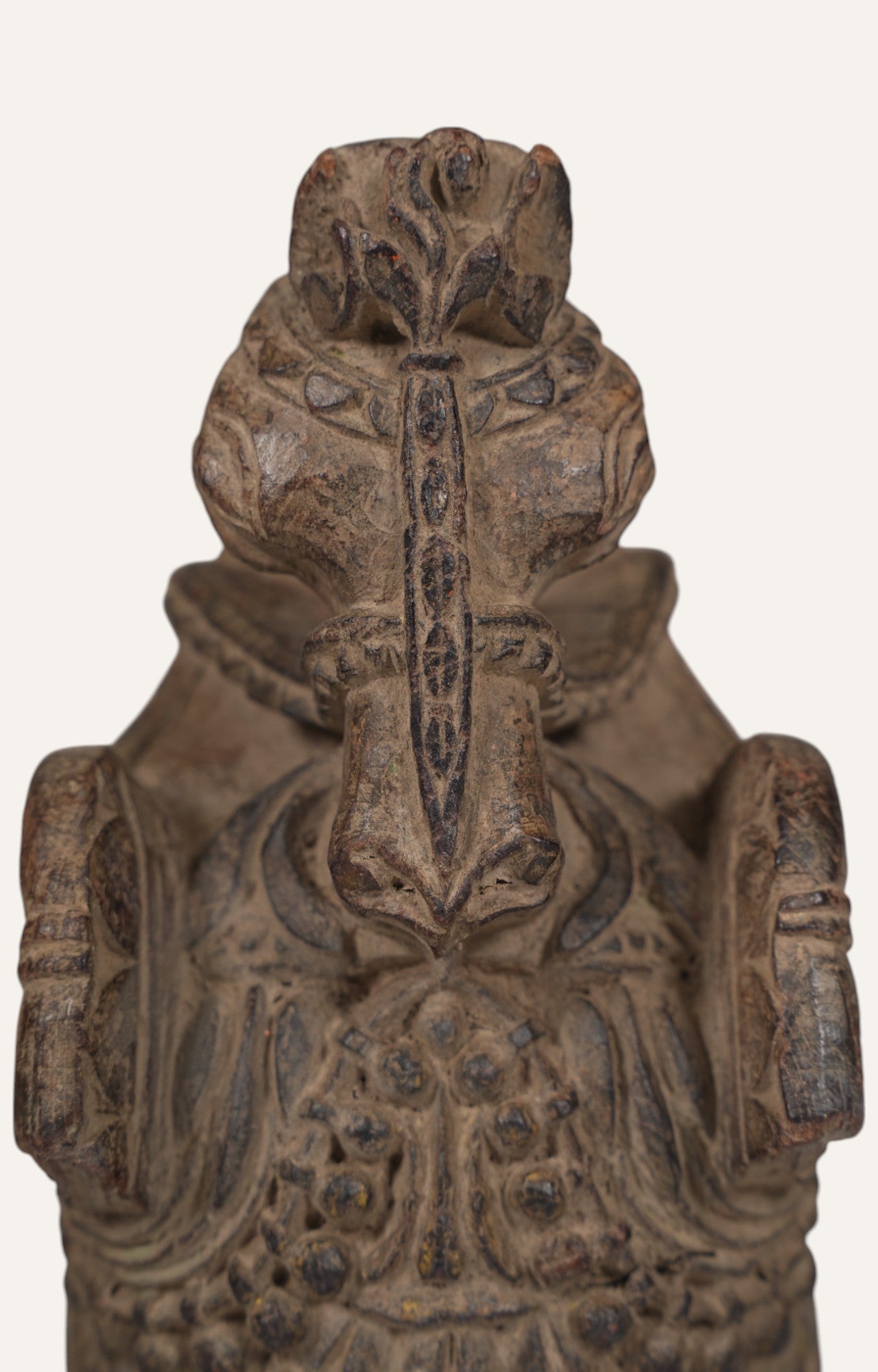 Ganesha Head Figurine in Vintage Teak