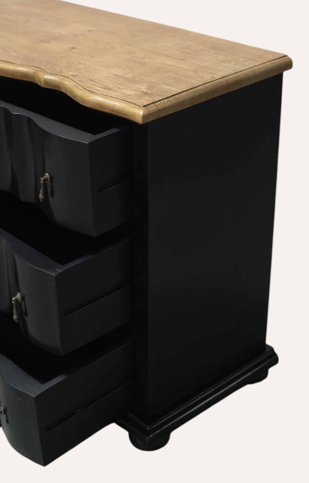 Vintage Black Serpentine Chest of Drawers