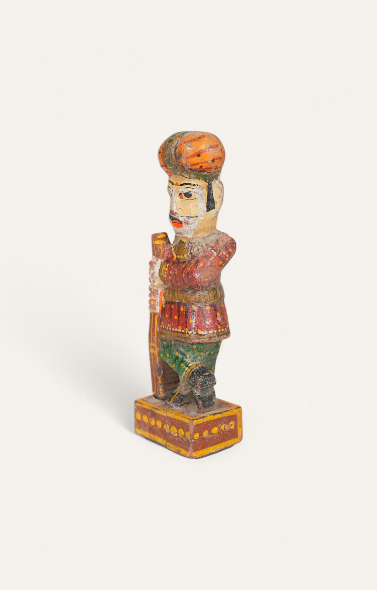 Painted Royal Guard Figurine in Vintage Teak Wood