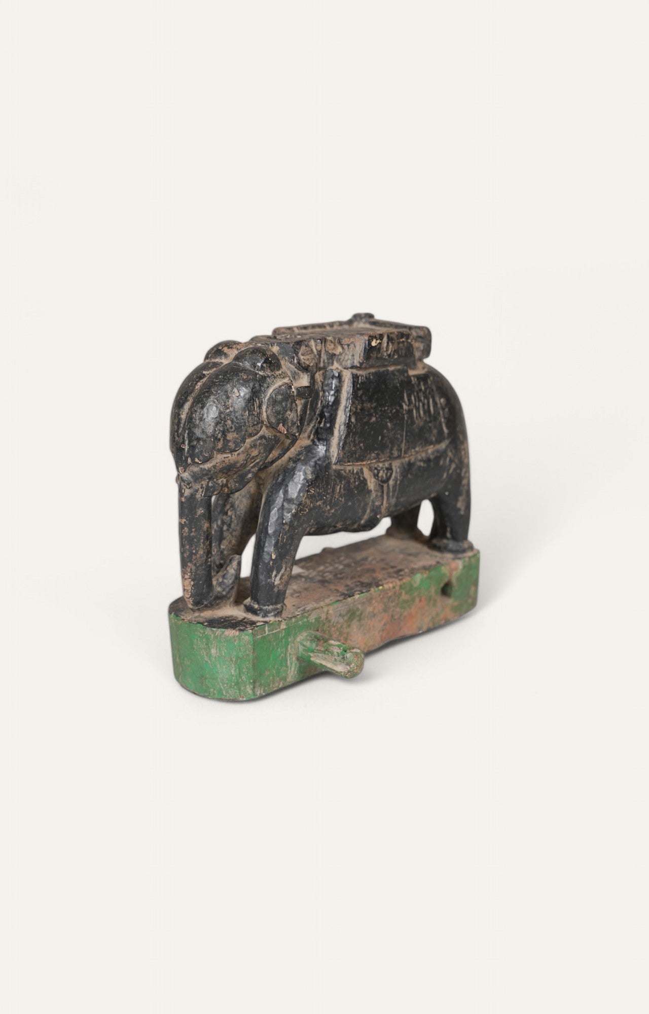 Pull-Along Elephant Statue in Black Teak