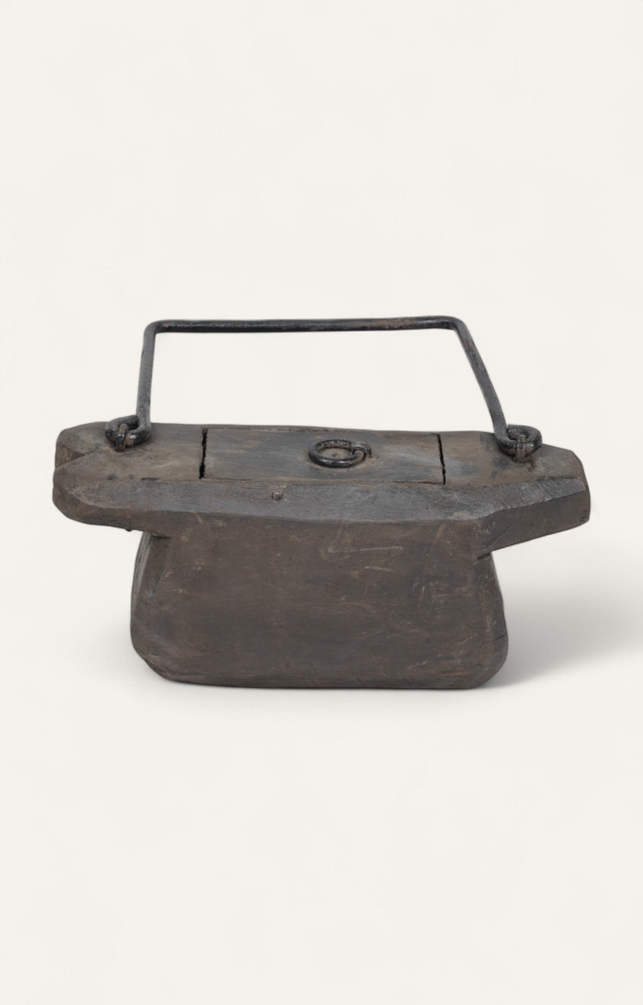 Vintage Teak Wood Box with Metal Handle