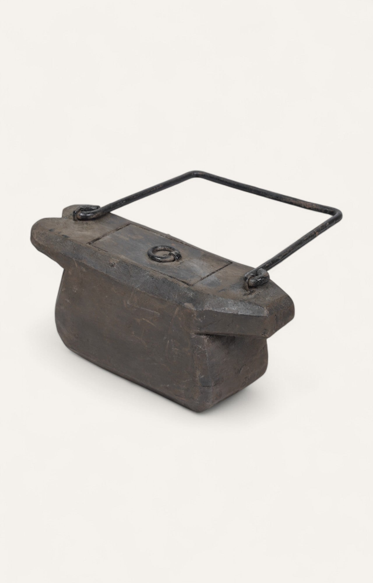 Vintage Teak Wood Box with Metal Handle